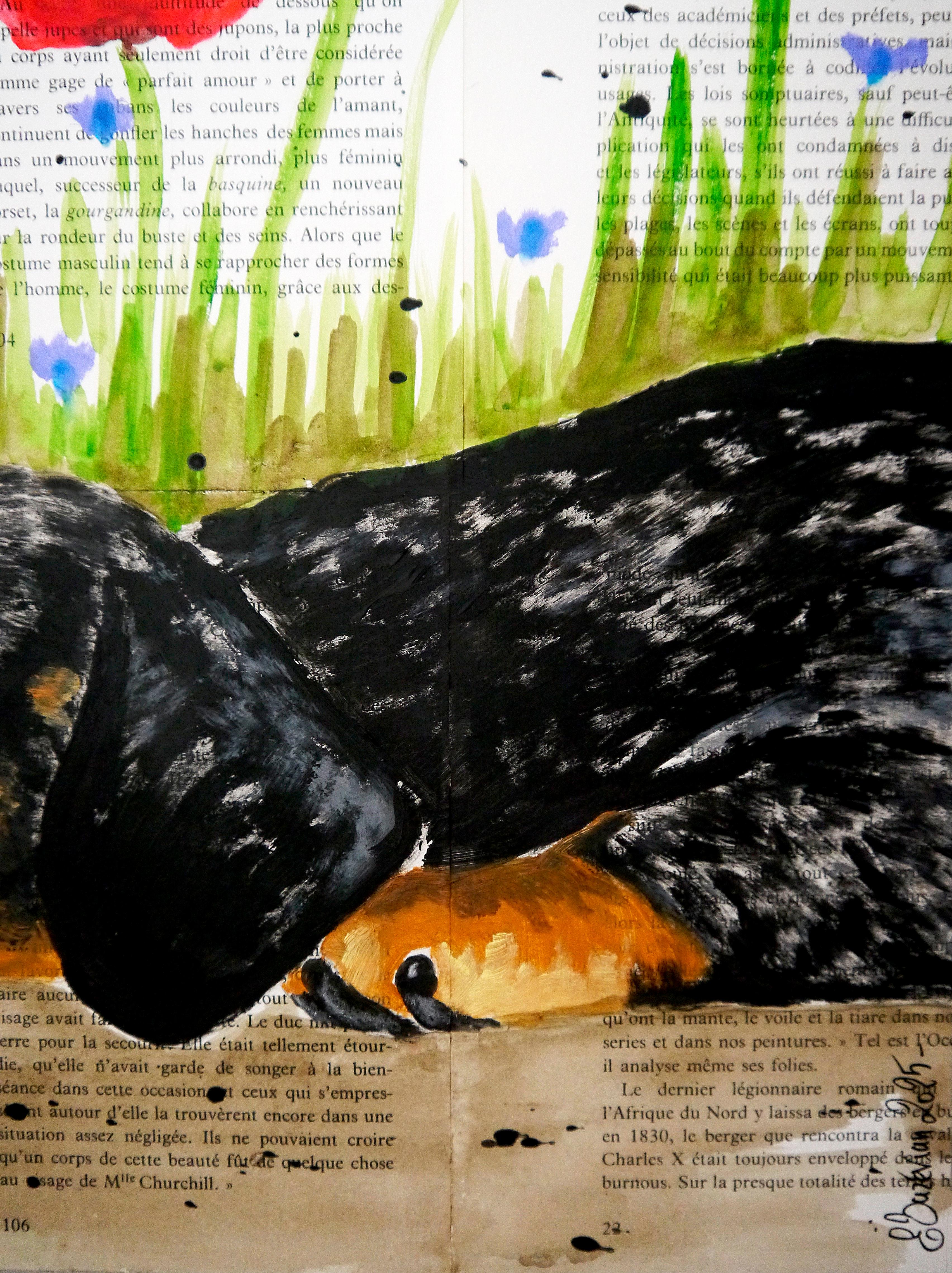 Portrait Teckel - FRENCH SCHOOL - Hide and Seek Chut les Barbizons ! CHIEN en vente 1