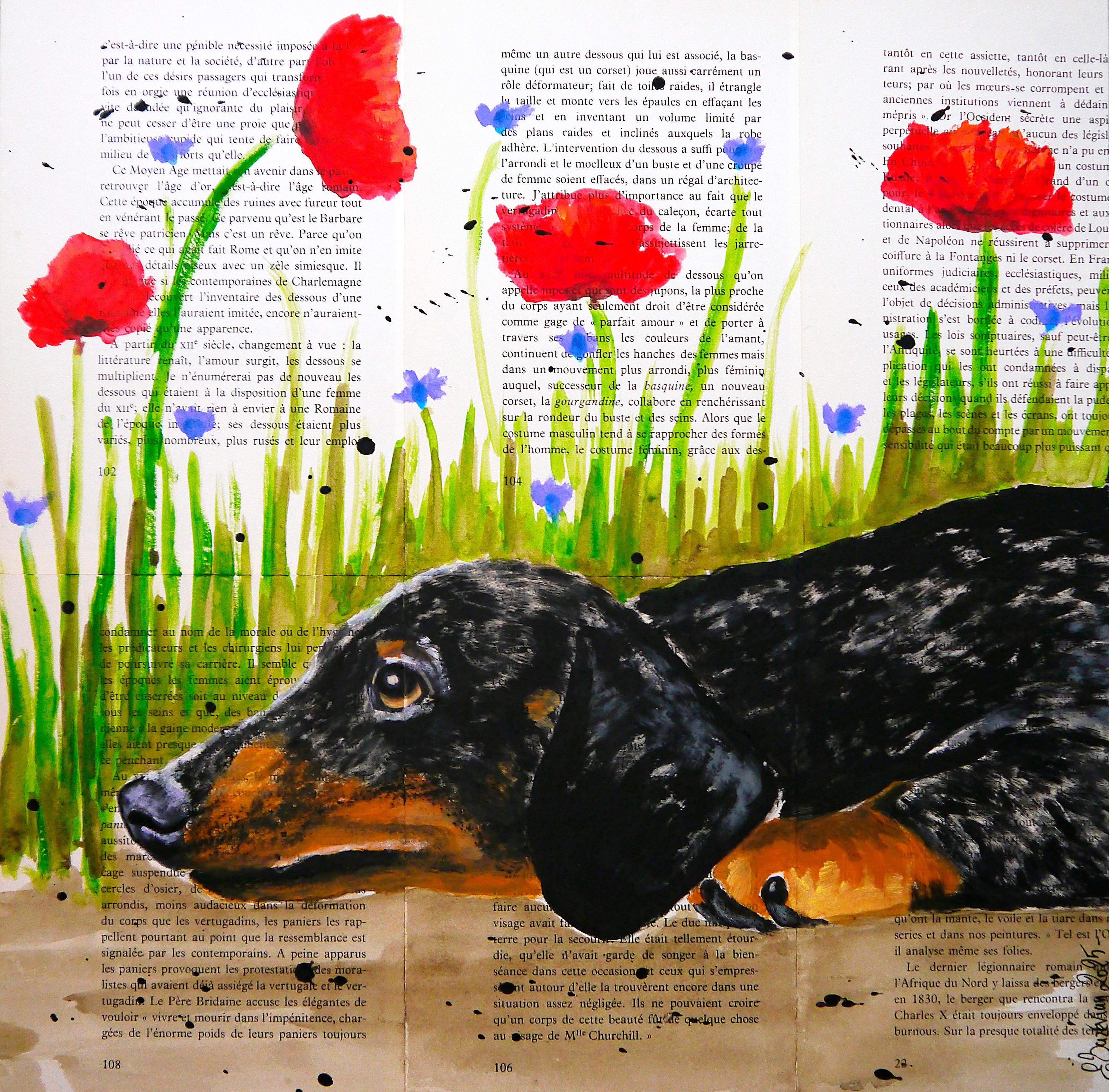 Animal Painting bazevian animal - Portrait Teckel - FRENCH SCHOOL - Hide and Seek Chut les Barbizons ! CHIEN