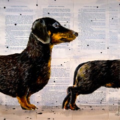 Portrait Dachshund - FRENCH SCHOOL - Where is my body? Chut les Barbizons! DOG