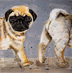 Portrait PUG Dog - FRENCH SCHOOL - Where is my body?03 Chut les Barbizons! DOG