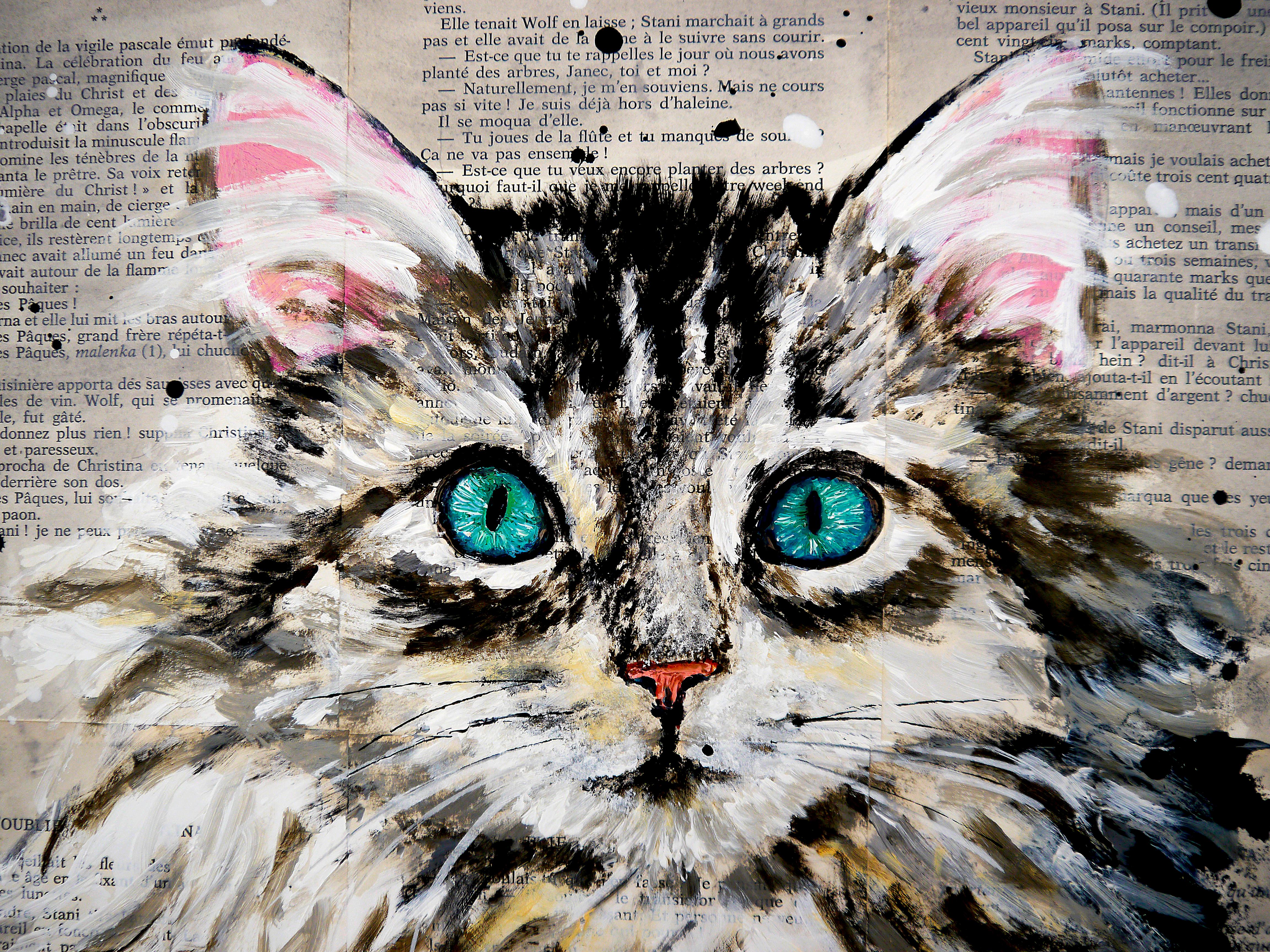 Ritratto Gatto siberiano - SCUOLA FRANCESE - Painting Tonalismo di bazevian animal