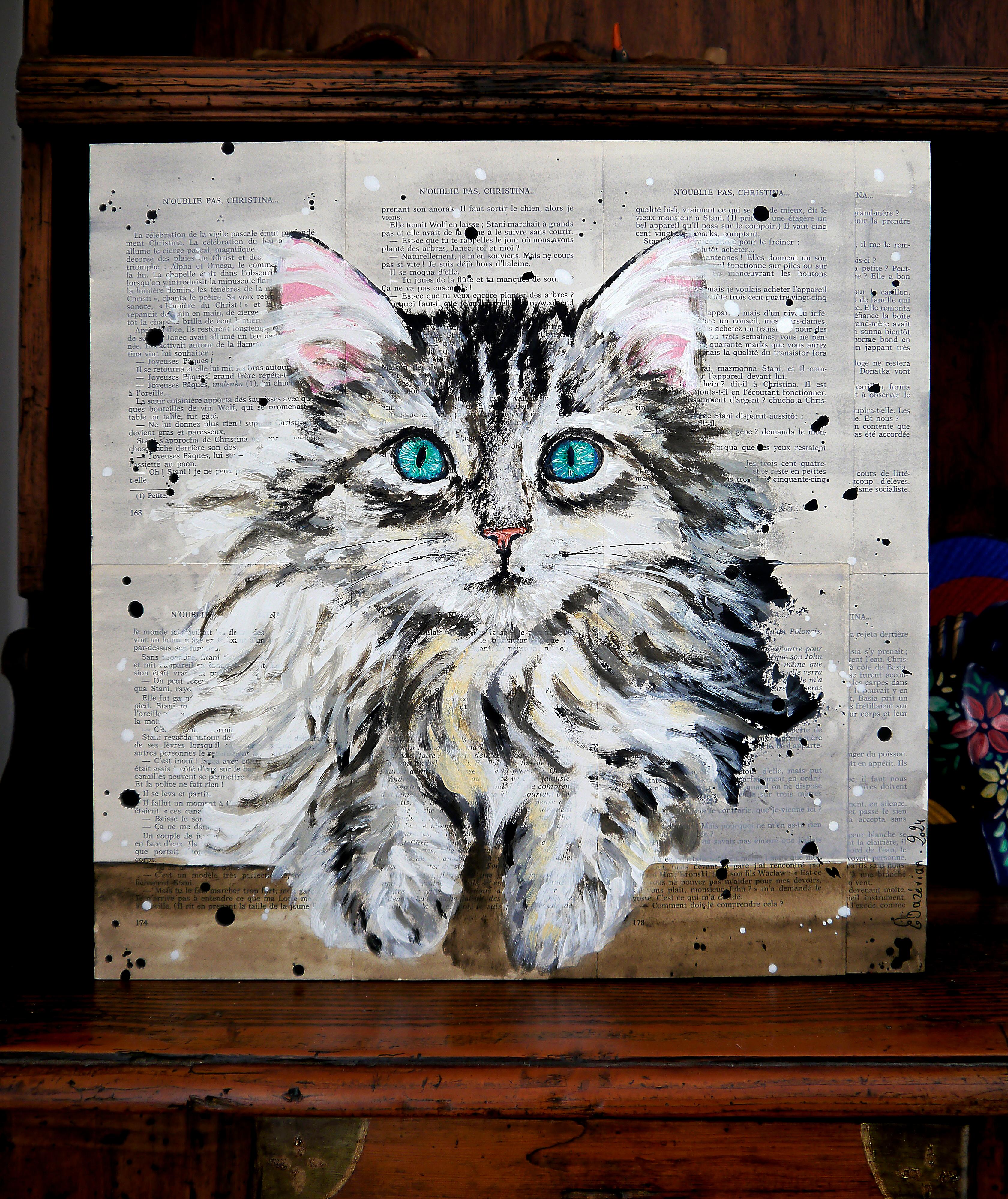 Ritratto Gatto siberiano - SCUOLA FRANCESE in vendita 3