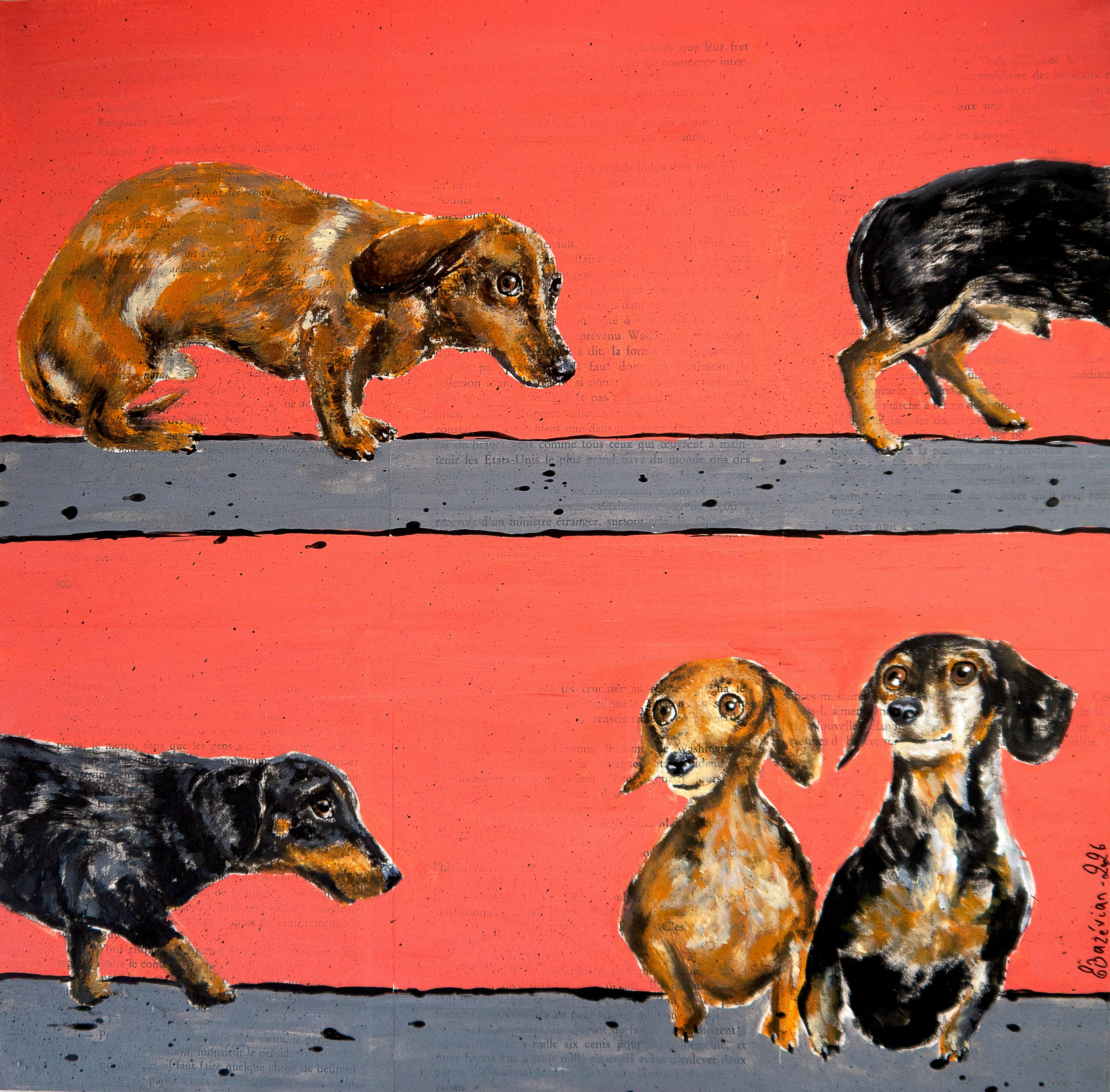 Portrait Timid Dachshund dogs Walk - FRENCH SCHOOL Chut les Barbizons! DOG