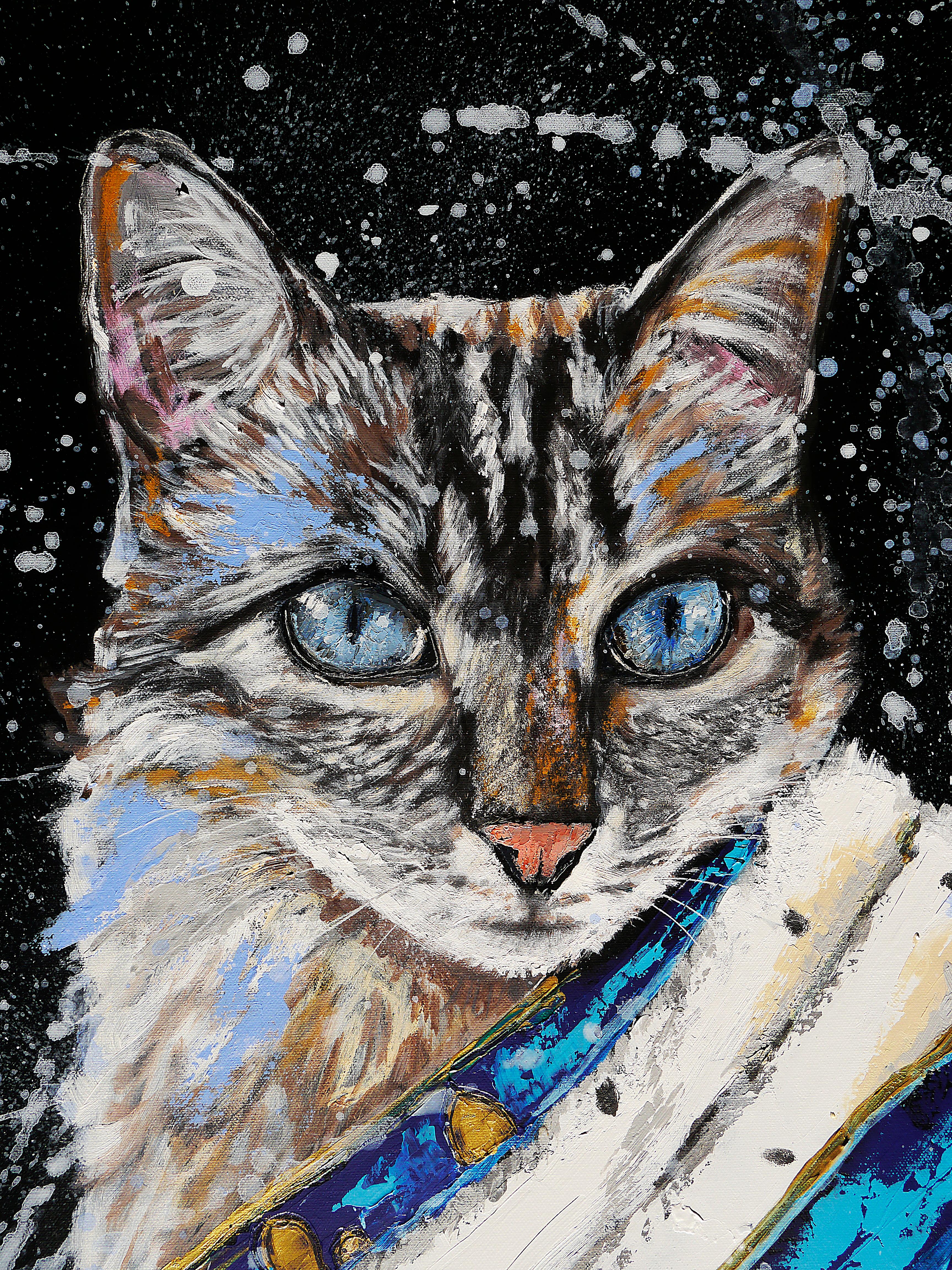 Royal Meoxit Cat Pop Art - ¡Chut les Barbizons! Listo para colgar la escuela de francés - Painting Tonalista de bazevian animal