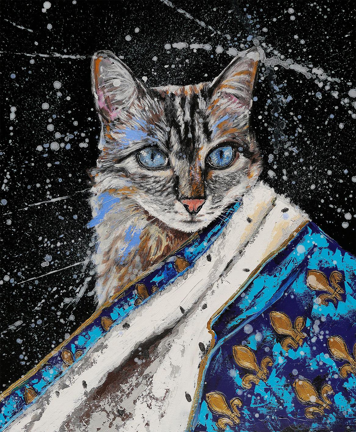 Royal Meoxit Cat Pop Art - ¡Chut les Barbizons! Listo para colgar la escuela de francés
