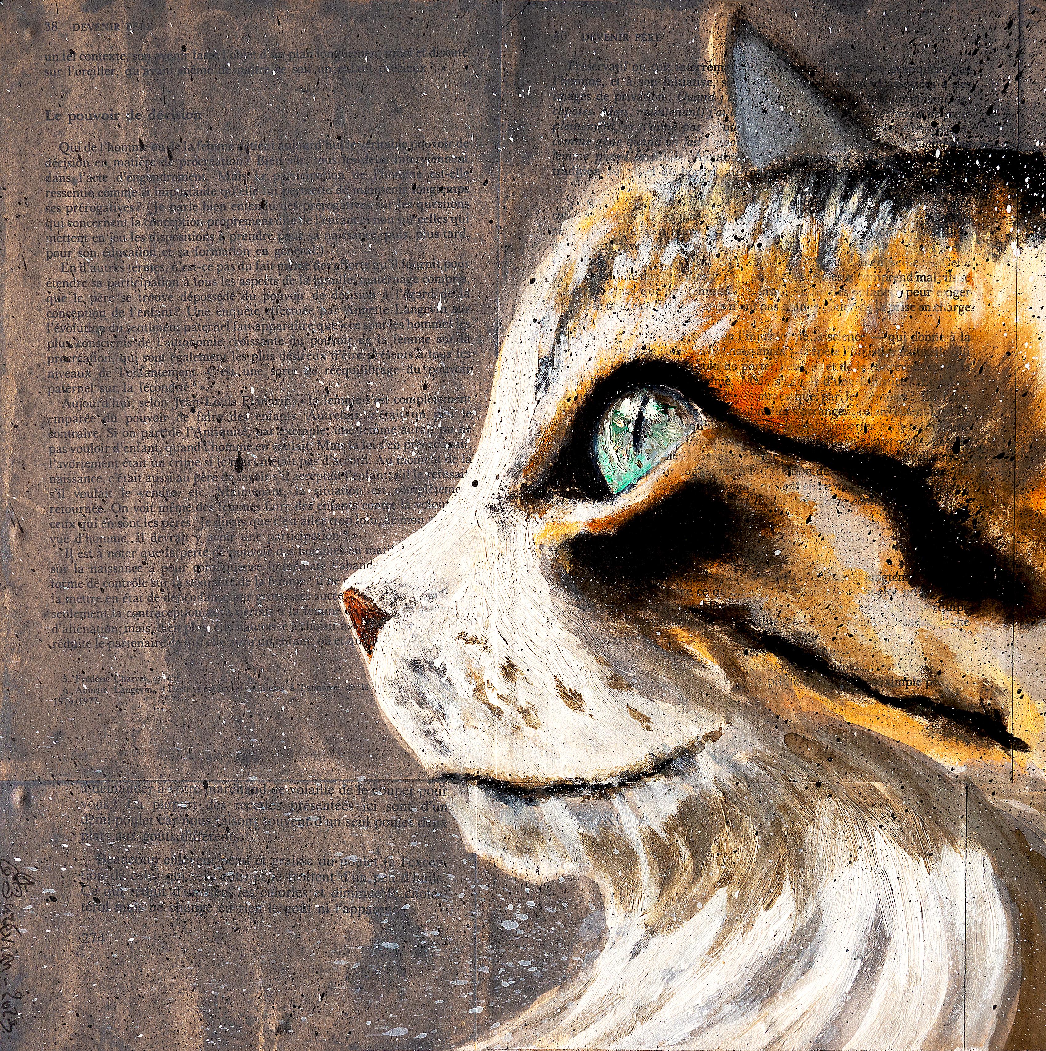 Escuela Francesa - Animal Gato L'oeil qui ne contemple NSWE Óleo Postimpresionista