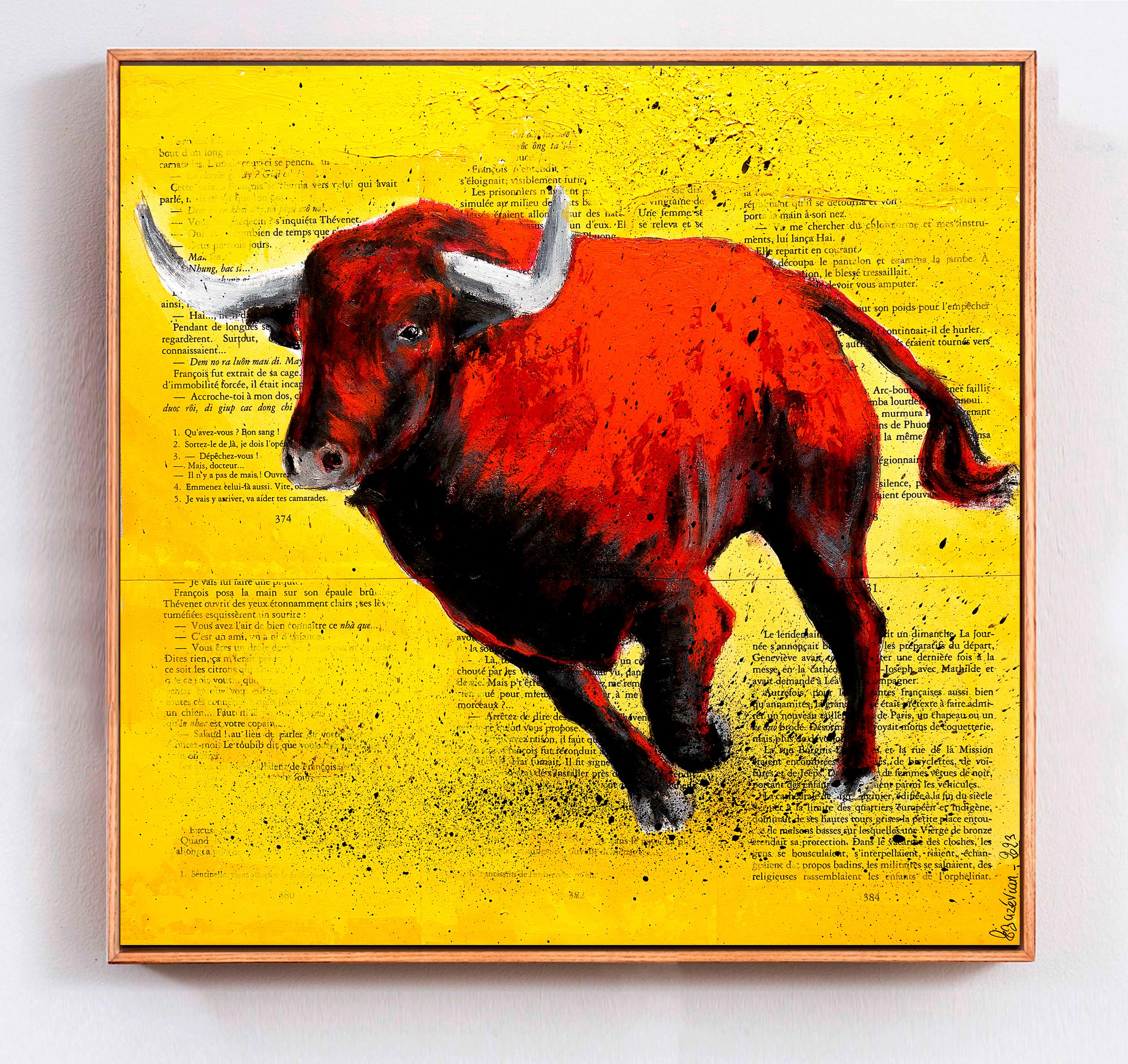 Animal Toro Rojo NSWE - Painting by Bazevian DelaCapuciniere