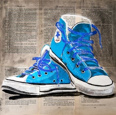 French School  - Blue Converse shoes  - Oil Painting 21th Iconic