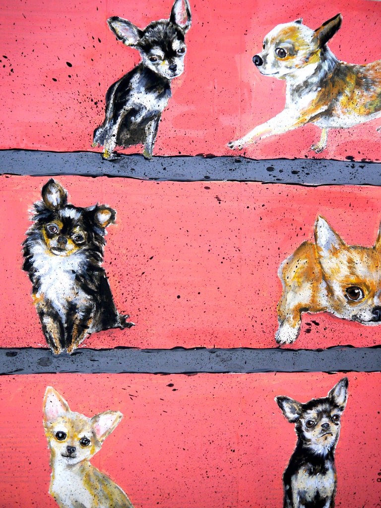 Chihuahua Gang Walking (Large) French School oil Post Impressionist