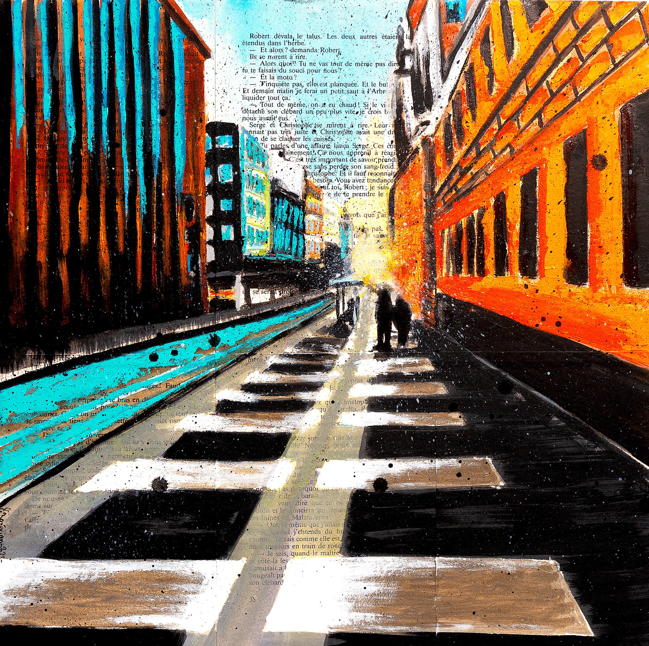 Escuela Francesa - Entre chien et Loup Ciudad - Edificio NYC Pintura Nueva York