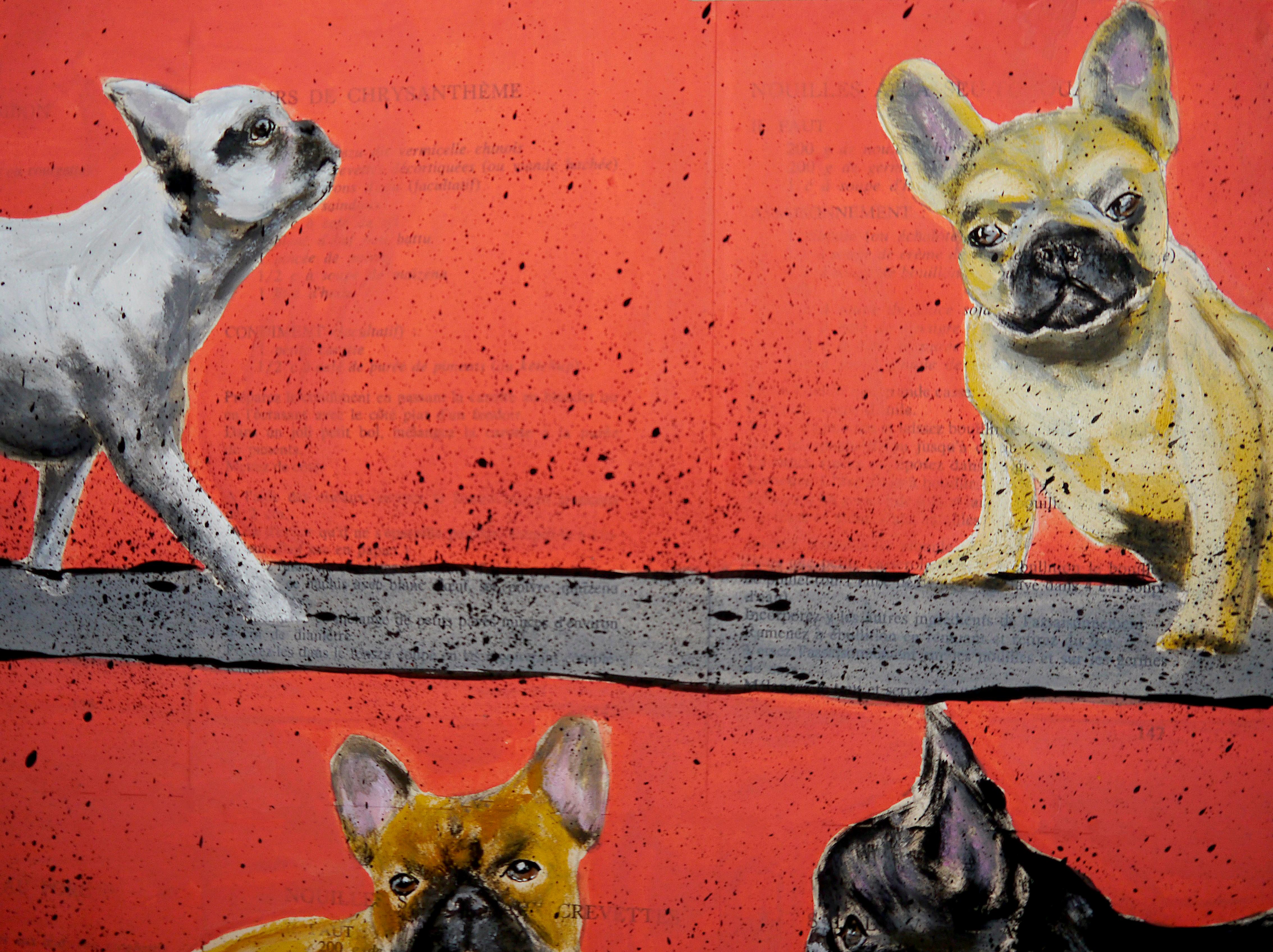 French School - French Bulldog Walk (Large) NSWE Post Impressionist 4