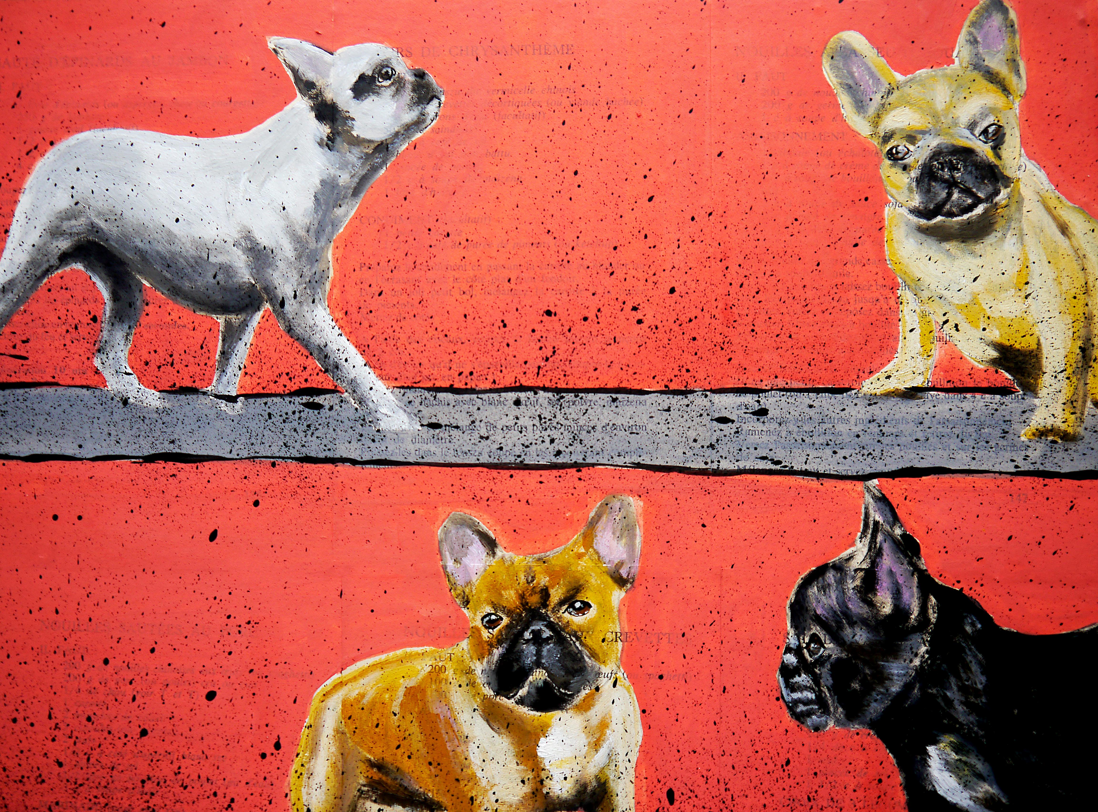 French School - French Bulldog Walk (Large) NSWE Post Impressionist 5