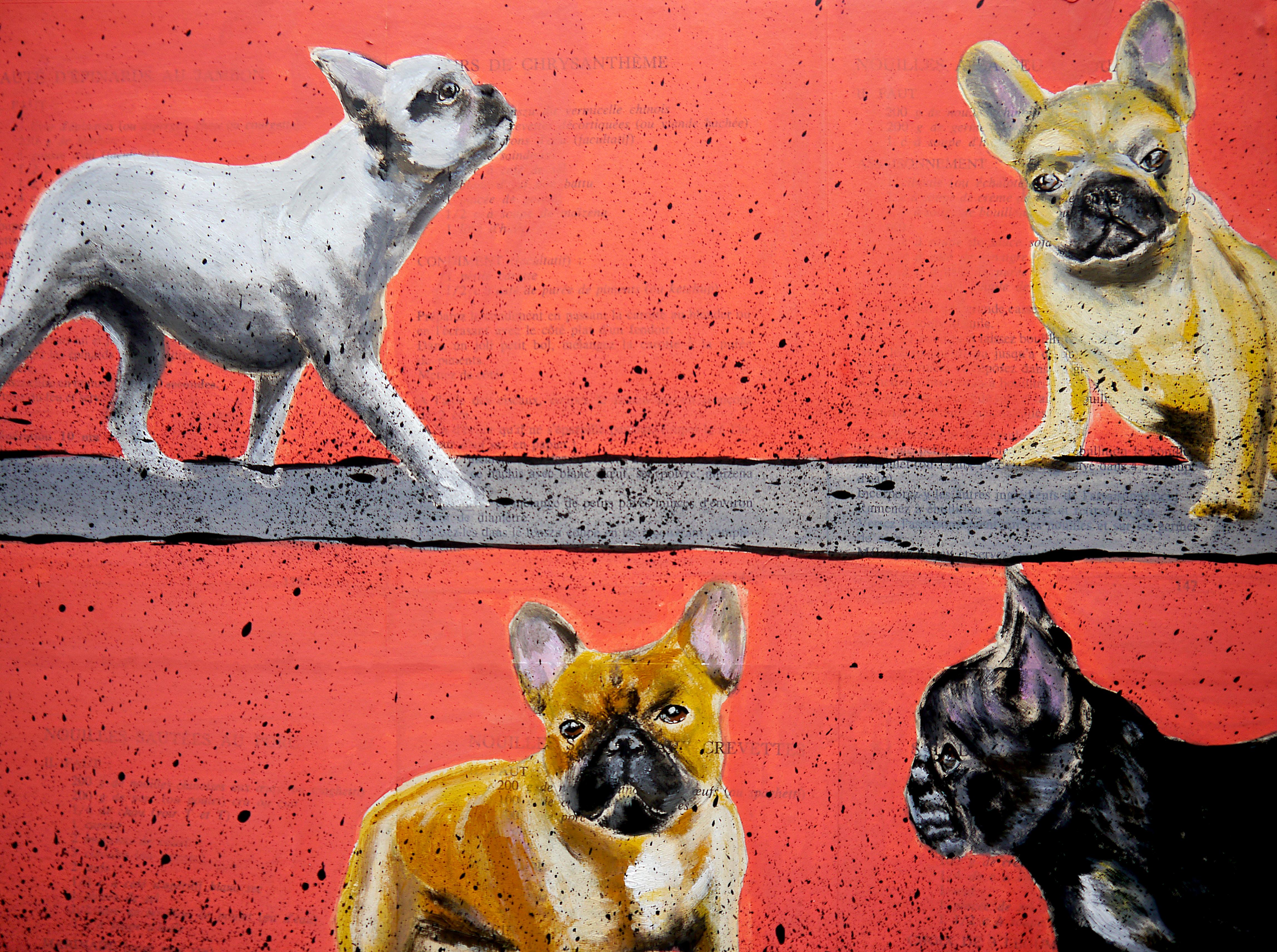 French School - French Bulldog Walk (Large) NSWE Post Impressionist 8