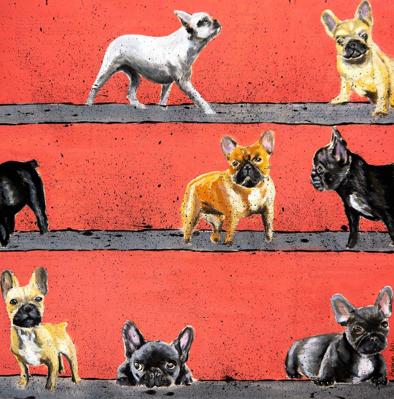 Chihuahua Gang Walking (Large) French School oil Post Impressionist