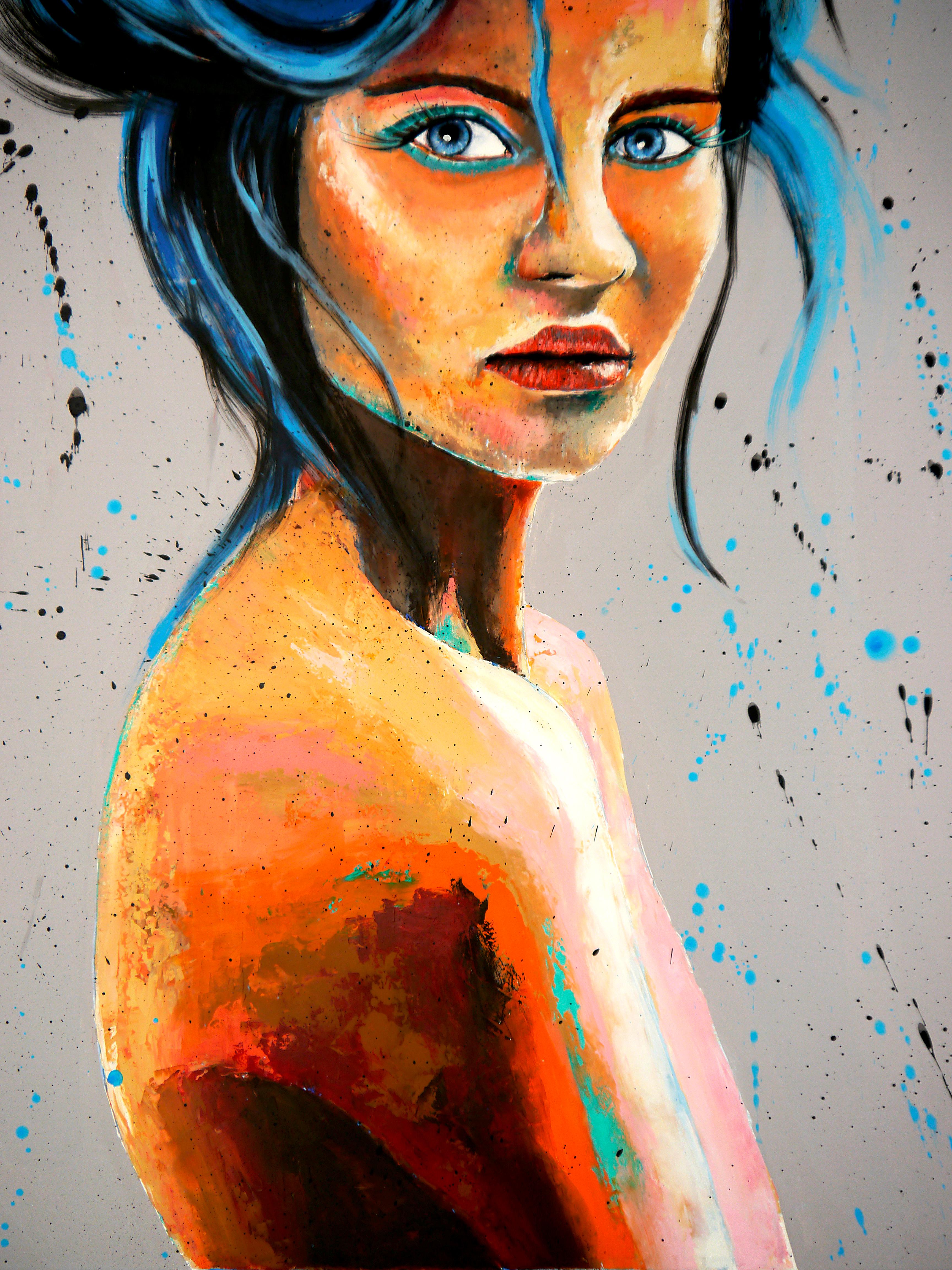 PS 239 Sed non Satiata

Portrait d'une femme nue aux cheveux bleus.

Analyse structurelle :
Comme la peinture impressionniste,   le sujet est d'abord une étude de la lumière sur le corps humain, créant de forts contrastes sur la peau. 

Technique :