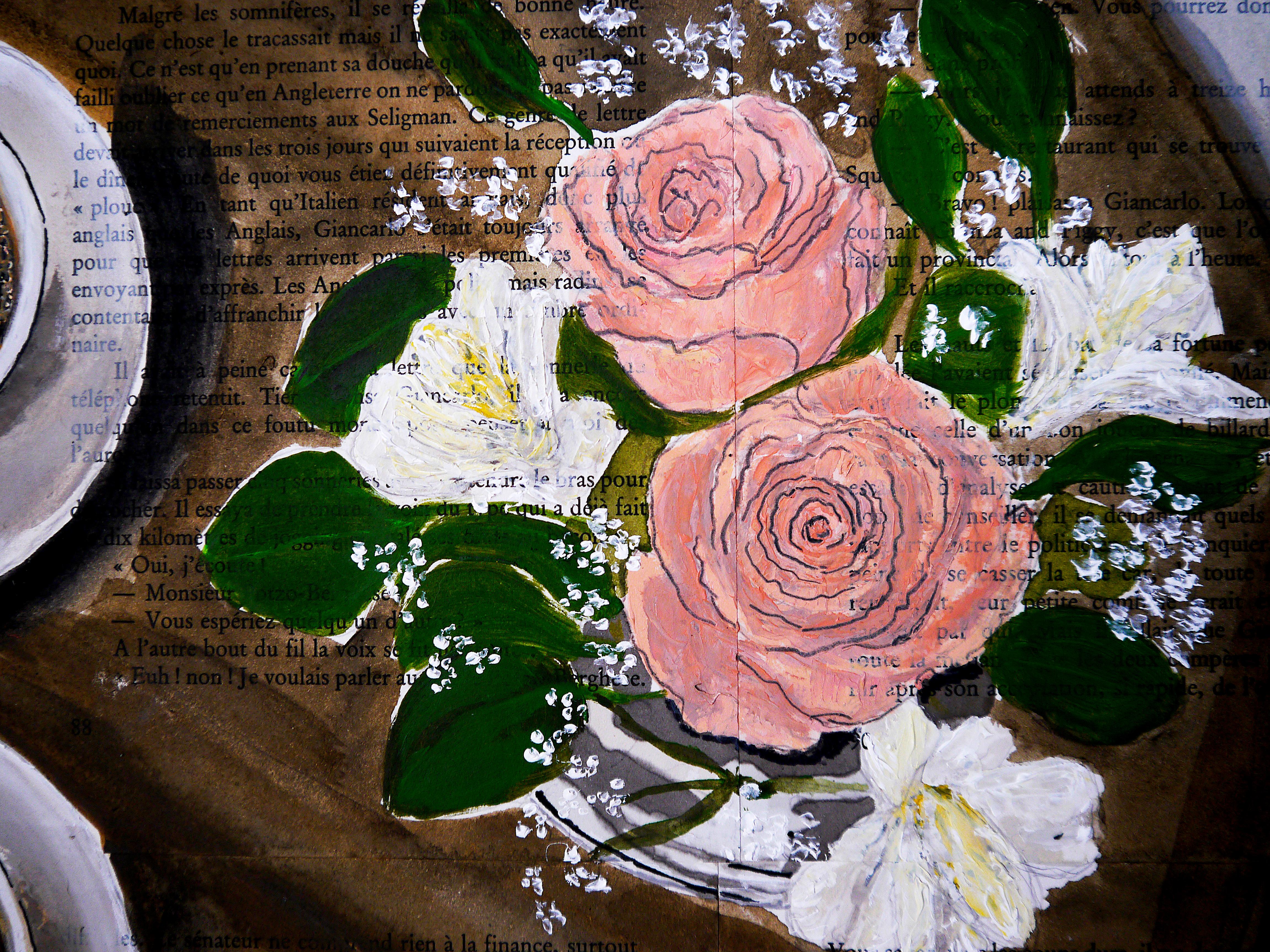 École française Café et fleurs Cuisine Chut les Barbizons - Tonalisme Painting par Bazevian DelaCapuciniere