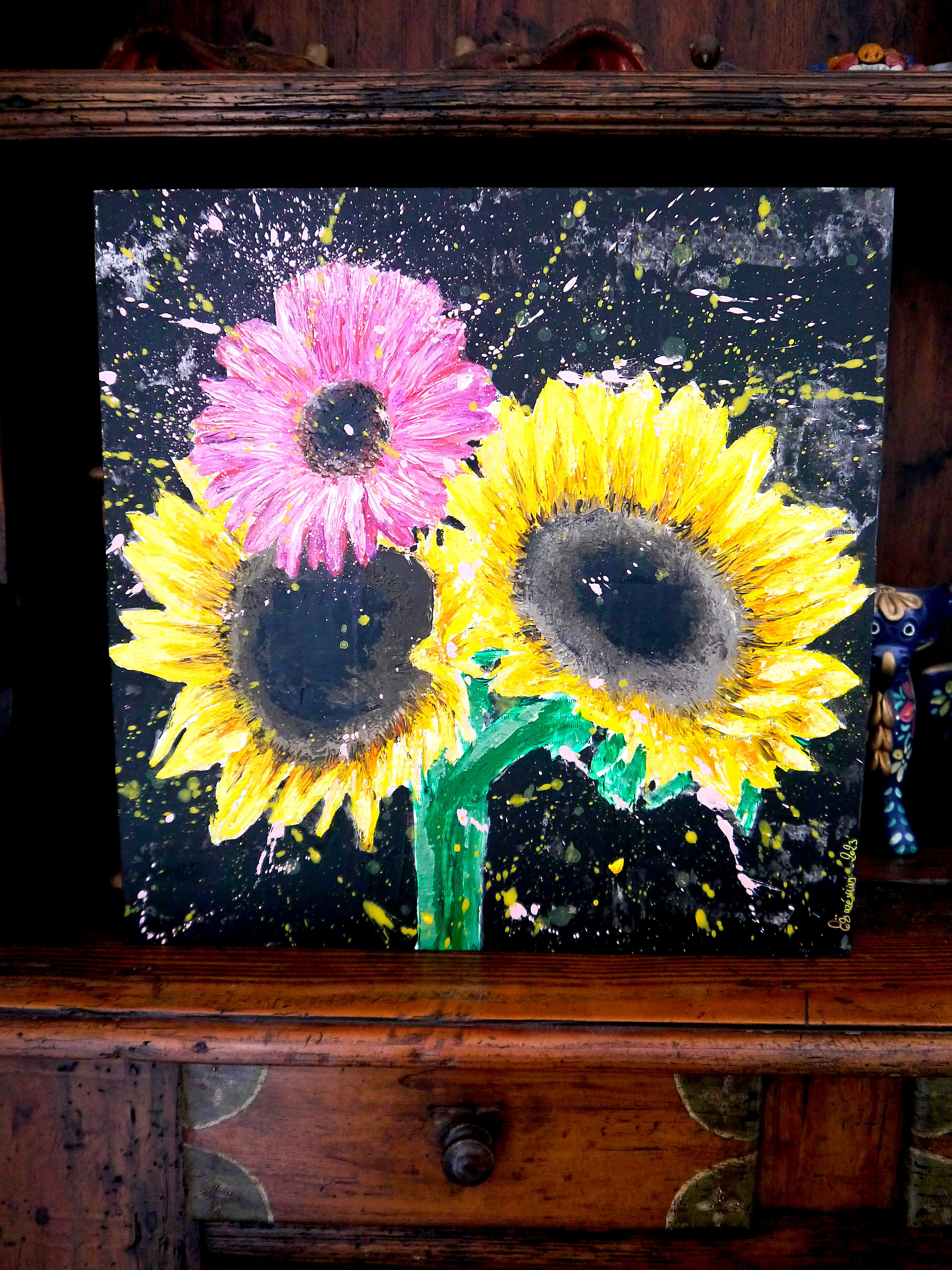 French School - Flowers Starwars oil Painting - Iconic For Sale 3