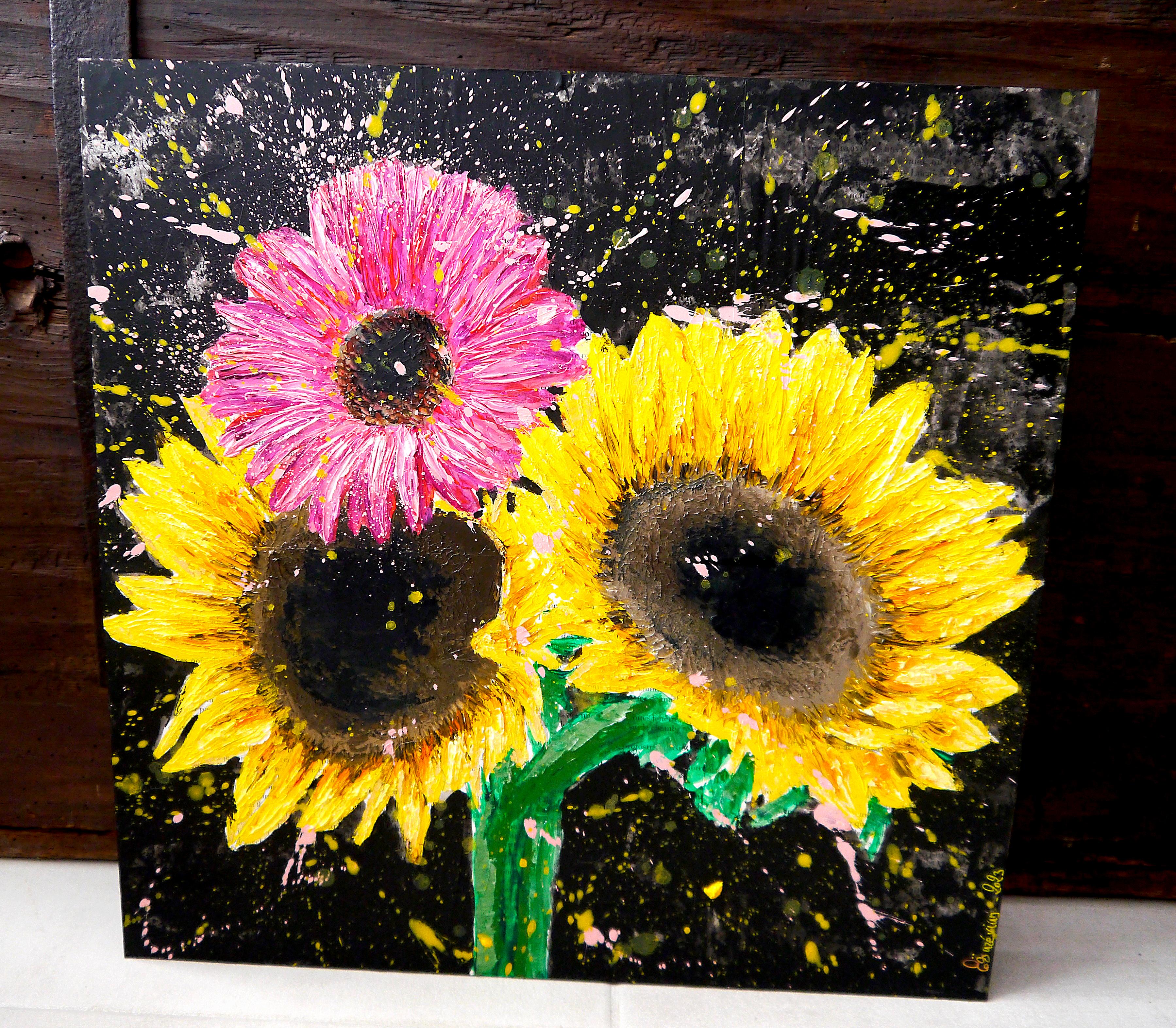 Pittura ad olio della Scuola Francese - Fiori di Starwars - Iconic AUC in vendita 1