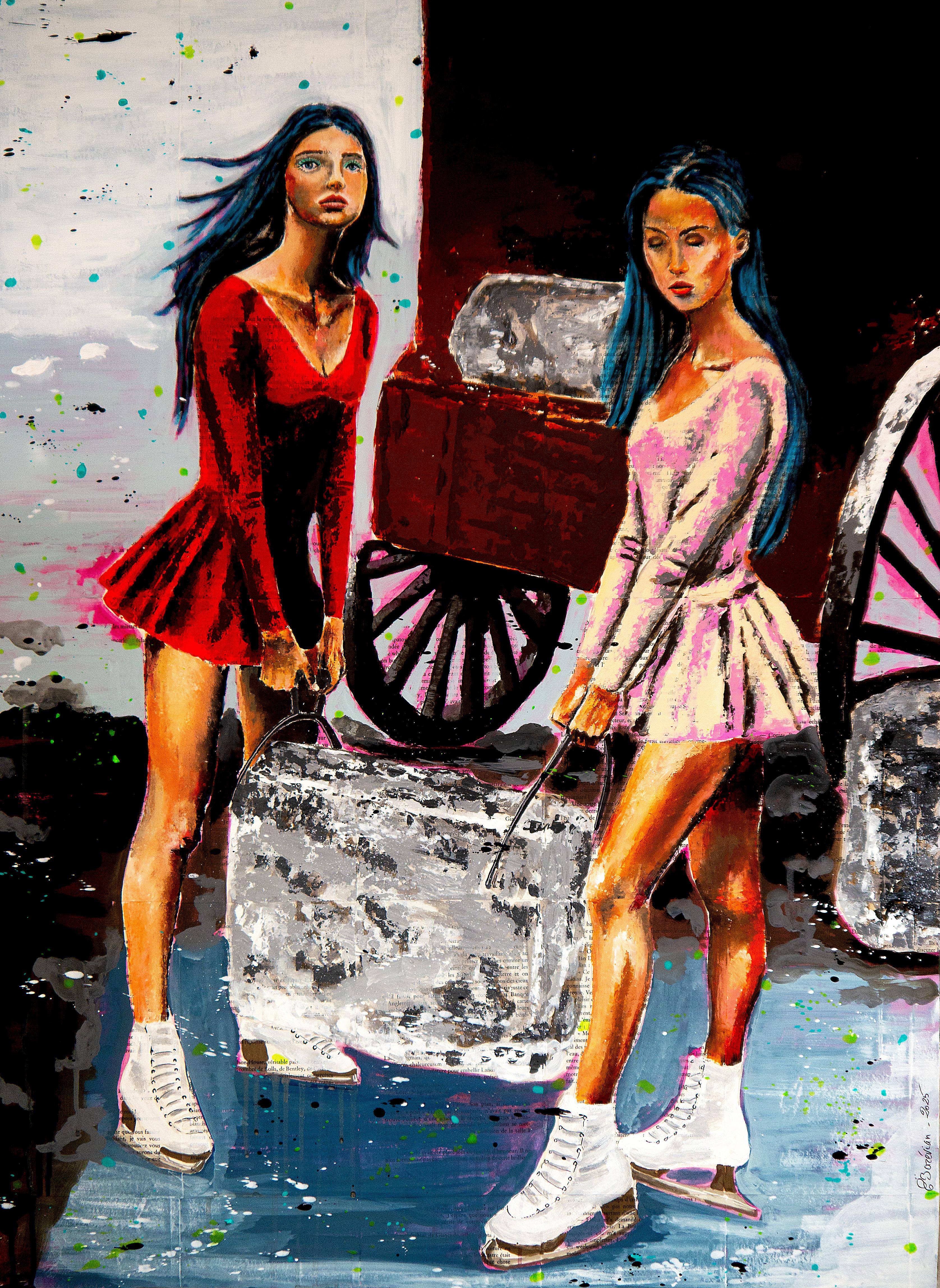 French school Ice Ice Baby Chut les Barbizons - Tonalist Painting by Bazevian DelaCapuciniere