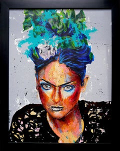 Französische Schule - Porträt 22 PS 19 Frida auf Feuer (Groß) Öl-Impressionist