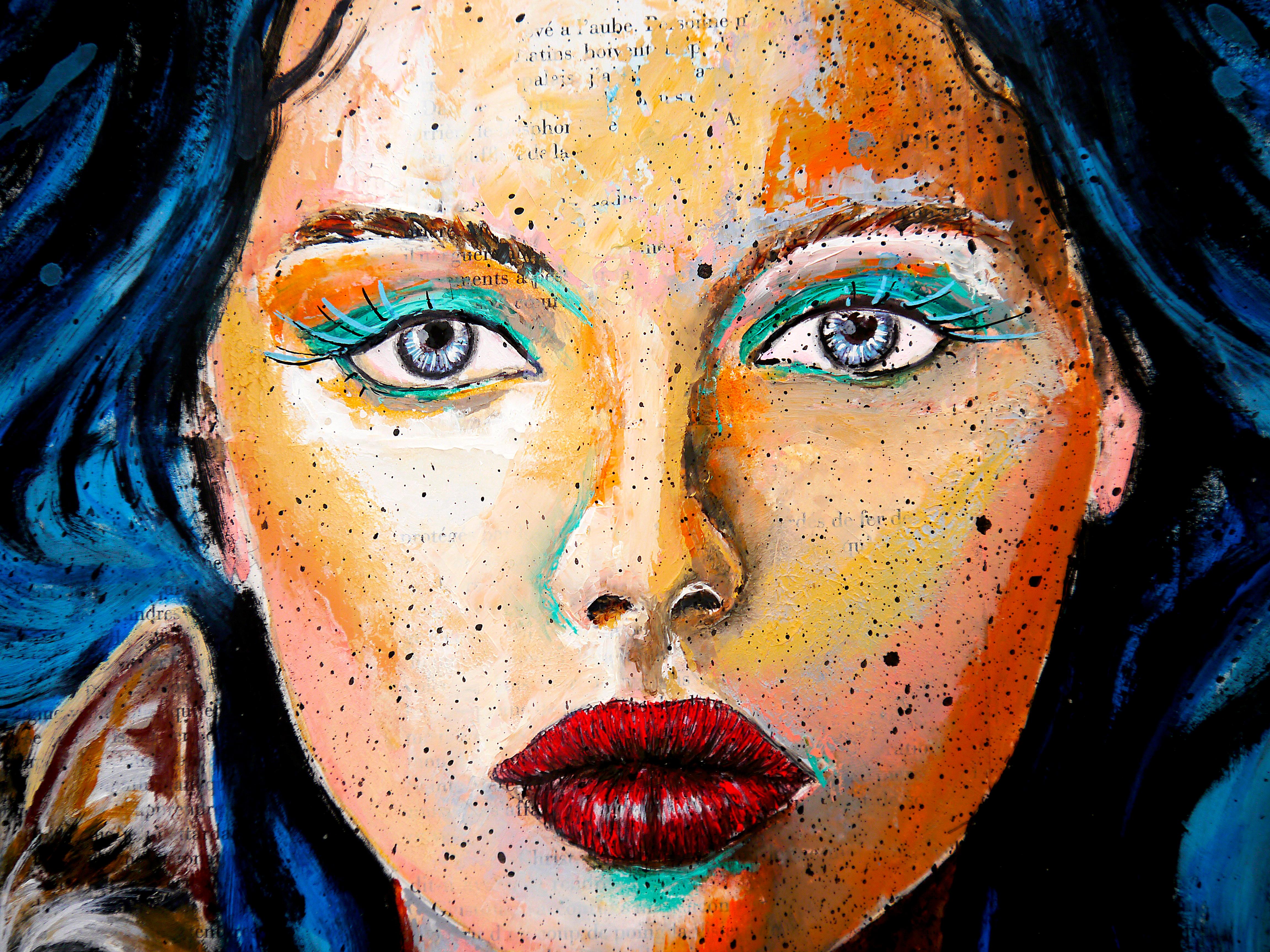 FRENCH SCHOOL Portrait 236 All Eyez on Ready to Hang Original Chut les Barbizons - Black Figurative Painting by Bazevian DelaCapuciniere