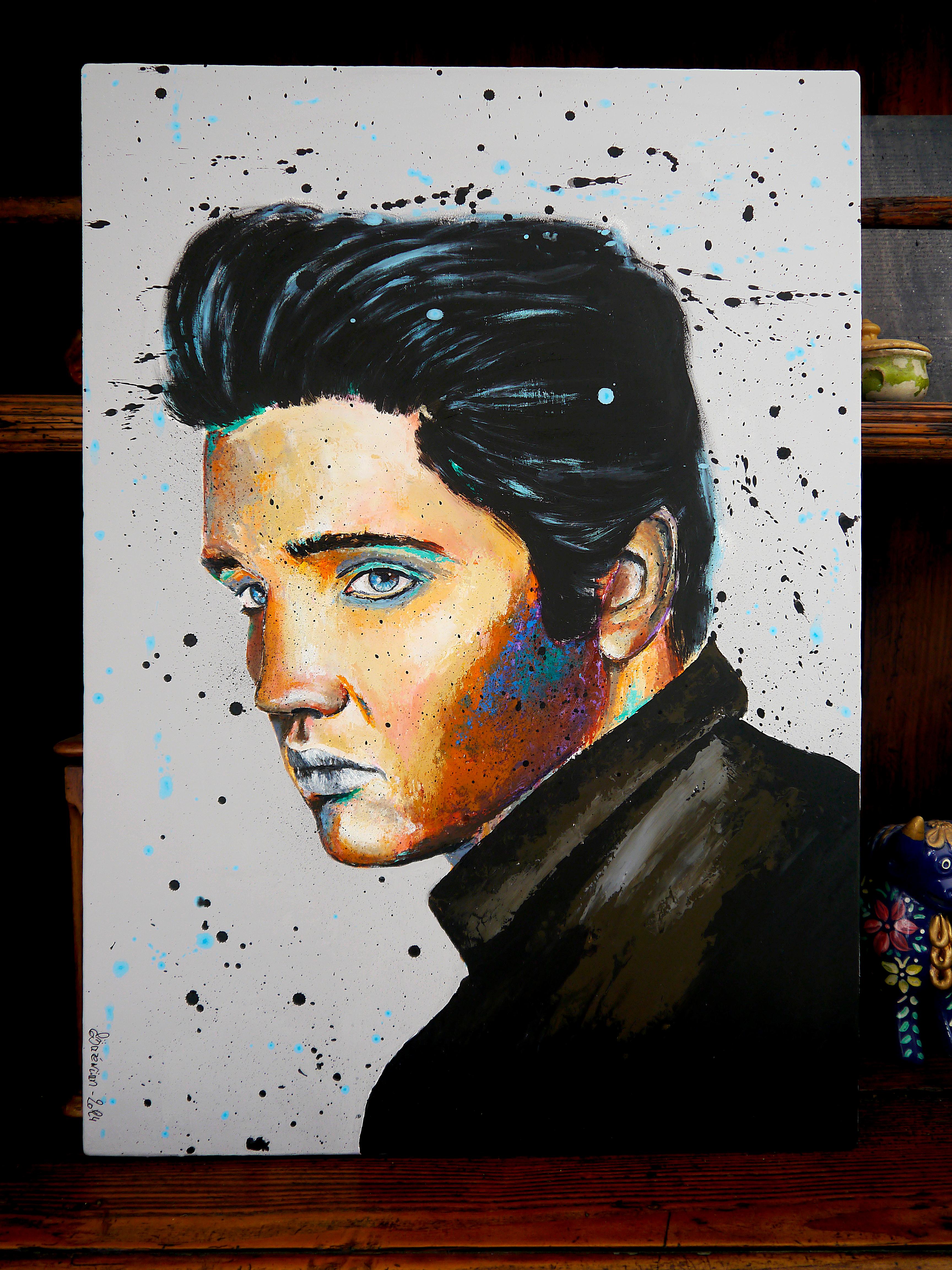 Continental Elvis

Portrait of the king _ Elvis Presley.

Structural analysis:
Such as Impressionist painting,   the subject is firstly a study of light on human body, creating high contrasts on the skin. 

Technique: oil, acrylic, and ink on 3D