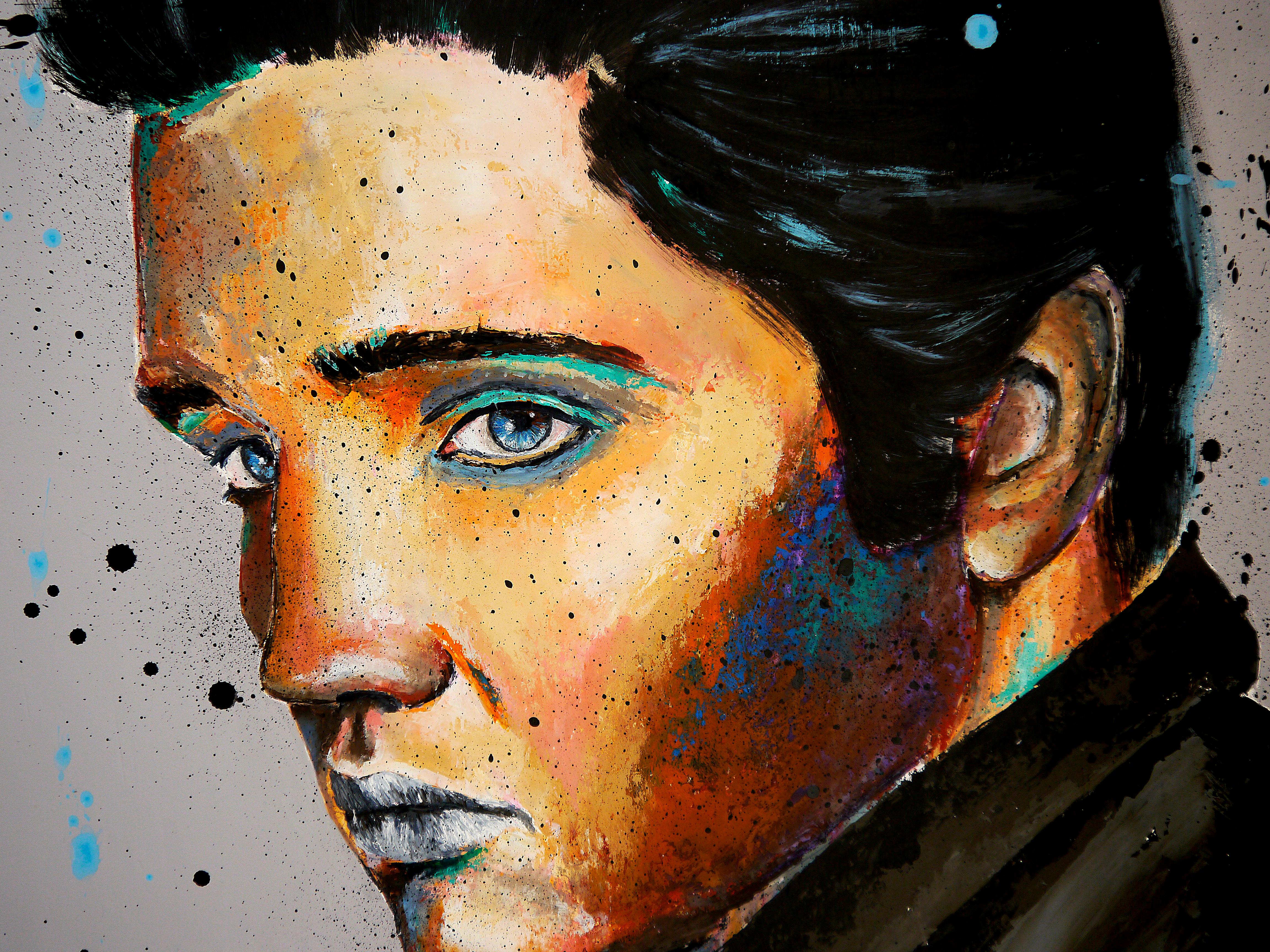Elvis continental

Portrait du roi _ Elvis Presley.

Analyse structurelle :
Comme la peinture impressionniste,   le sujet est d'abord une étude de la lumière sur le corps humain, créant de forts contrastes sur la peau. 

Technique : huile, acrylique