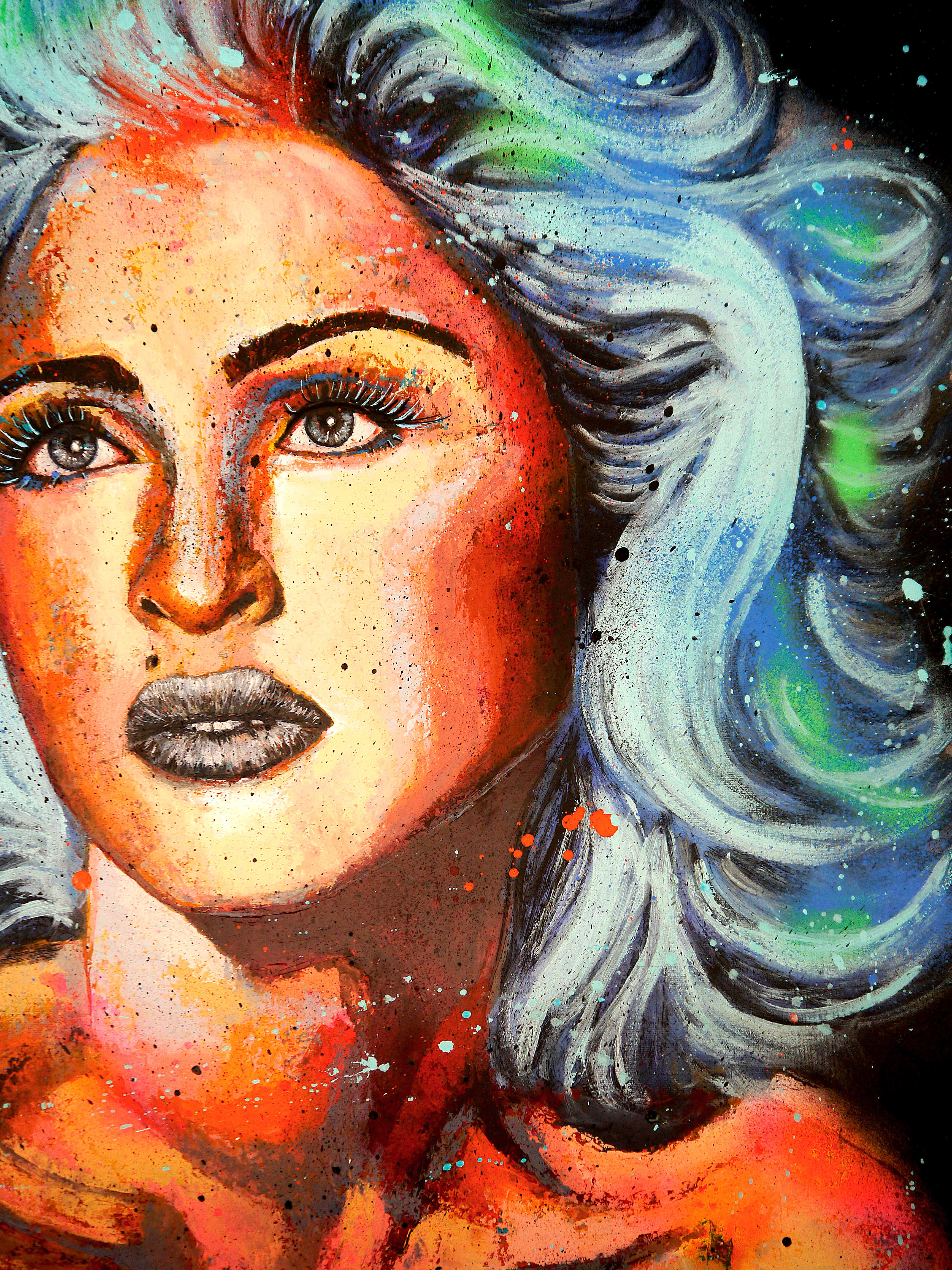 Französische Schule – Porträt Madonna – XLarge – Postimpressionist – Painting von Bazevian DelaCapuciniere