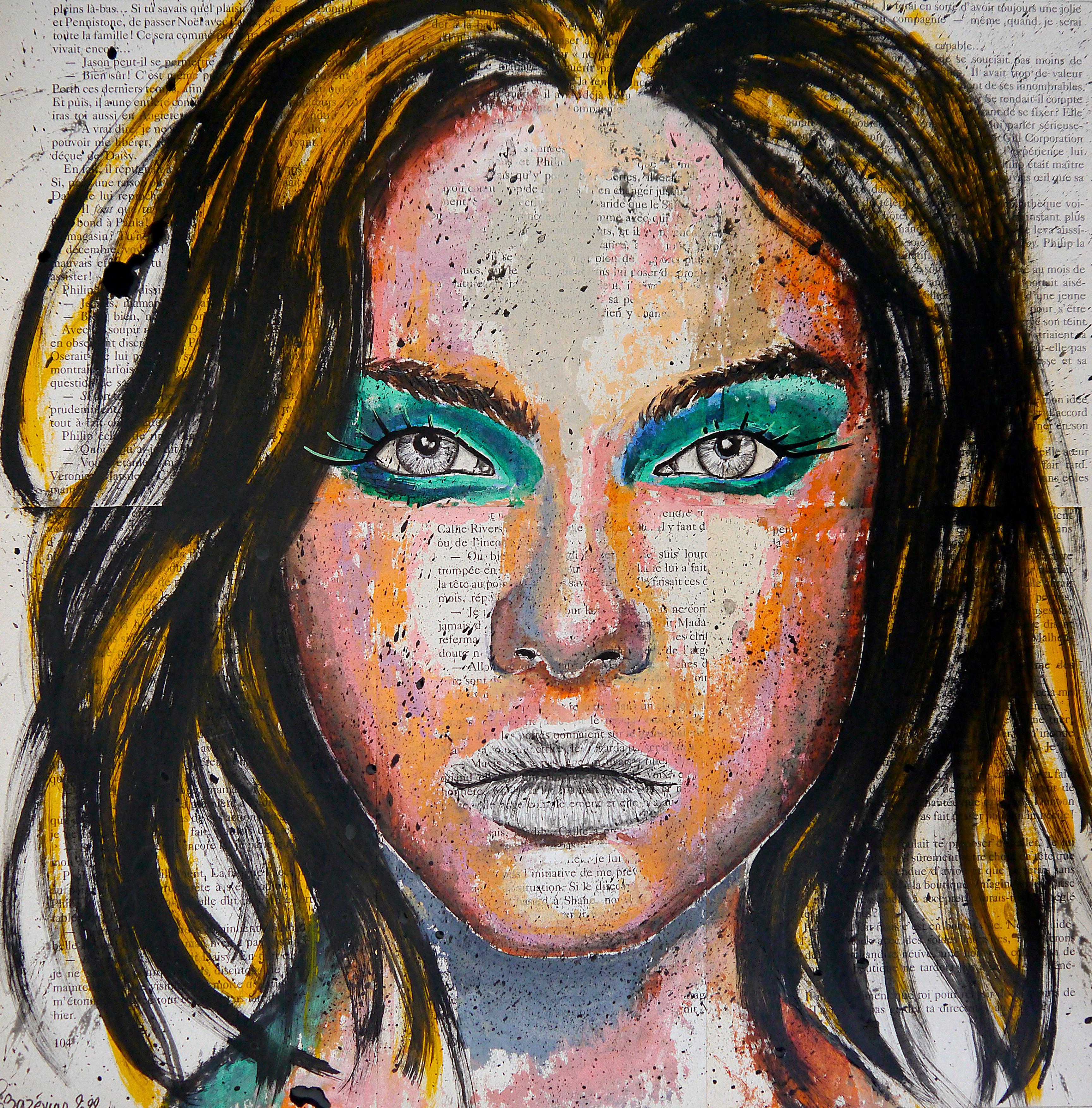 Scuola francese - Ritratto PS 158 La Lionne a les yx verts Olio Impressionista AUC0