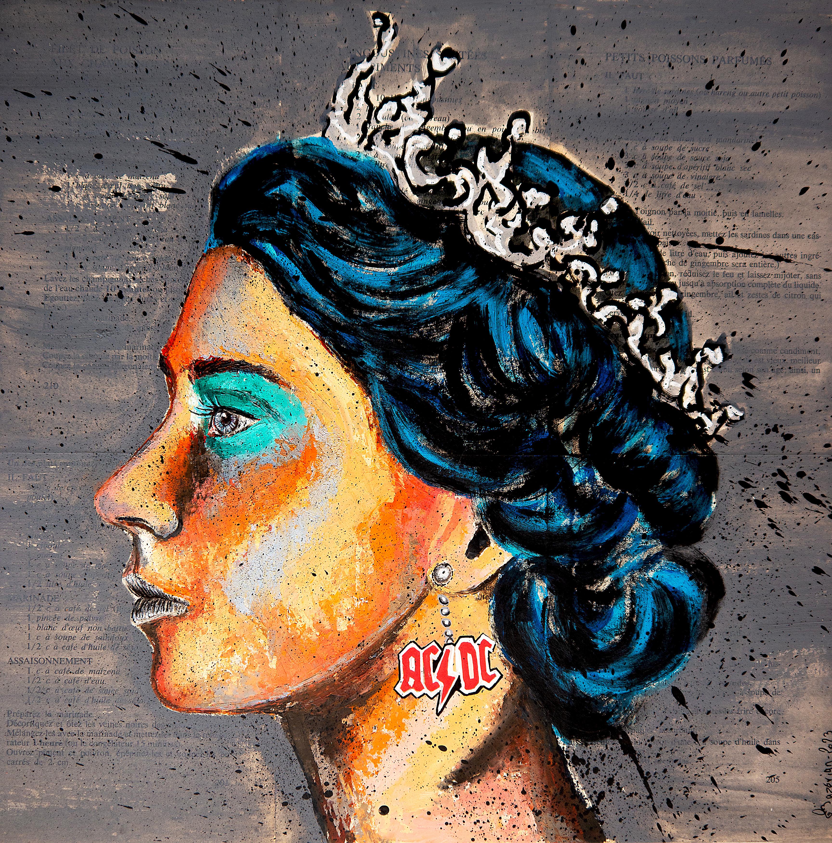Französische Schule – Porträt PS 230 Sternfrau AC/DC Königin, Öl, Postimpressionist, Französisch