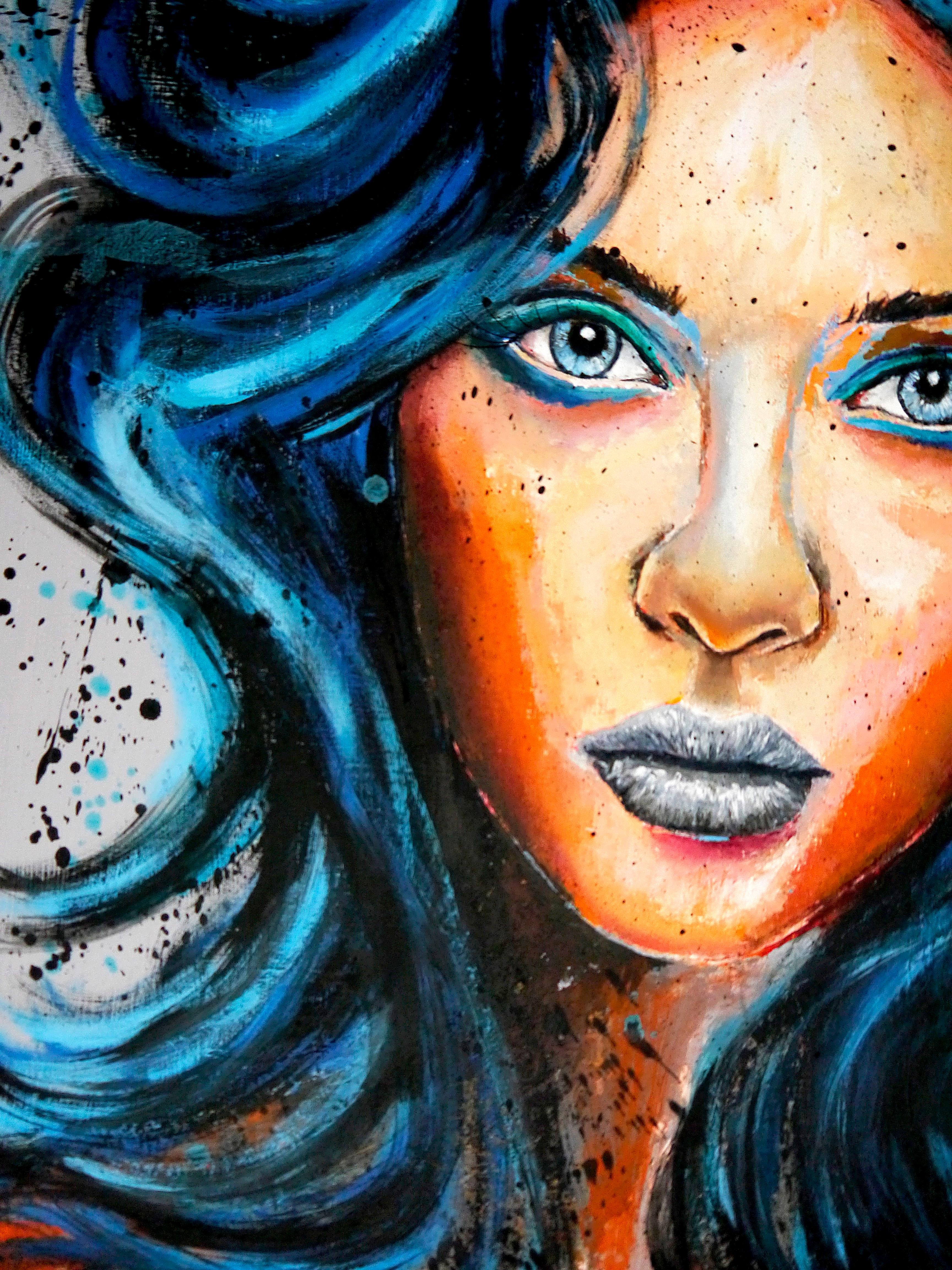 Scuola francese - Ritratto PS 234 L'amour tombe des nues Post Impressionista AUC - Figurative Painting Nero di Bazevian DelaCapuciniere