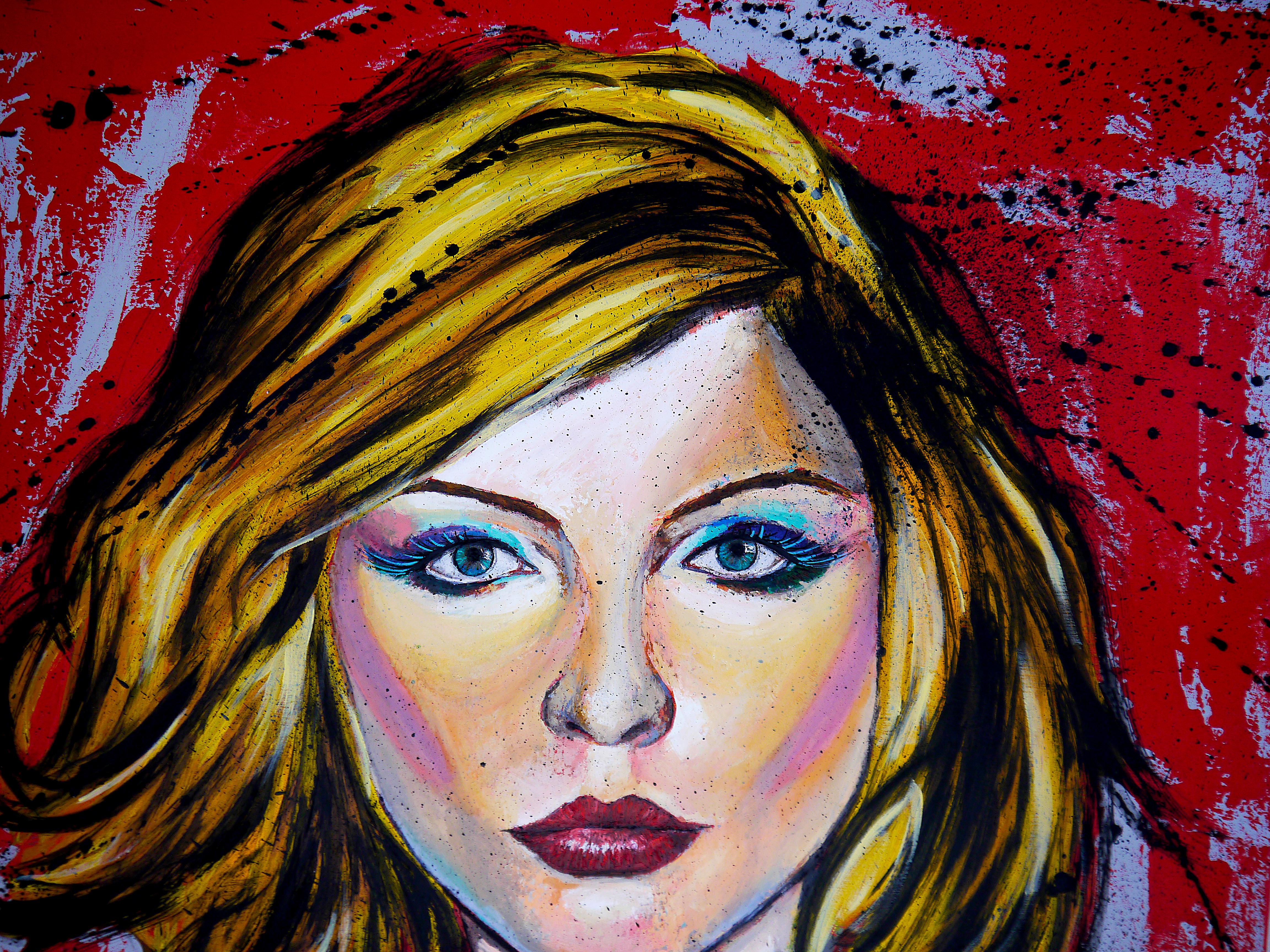 French School - Portrait PS 93 Debbie Blondie - (XL Large) Post Impressionist For Sale 1