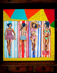 French School Portrait Summer in La Baule 12 Sunny Indifference Impressionist XL