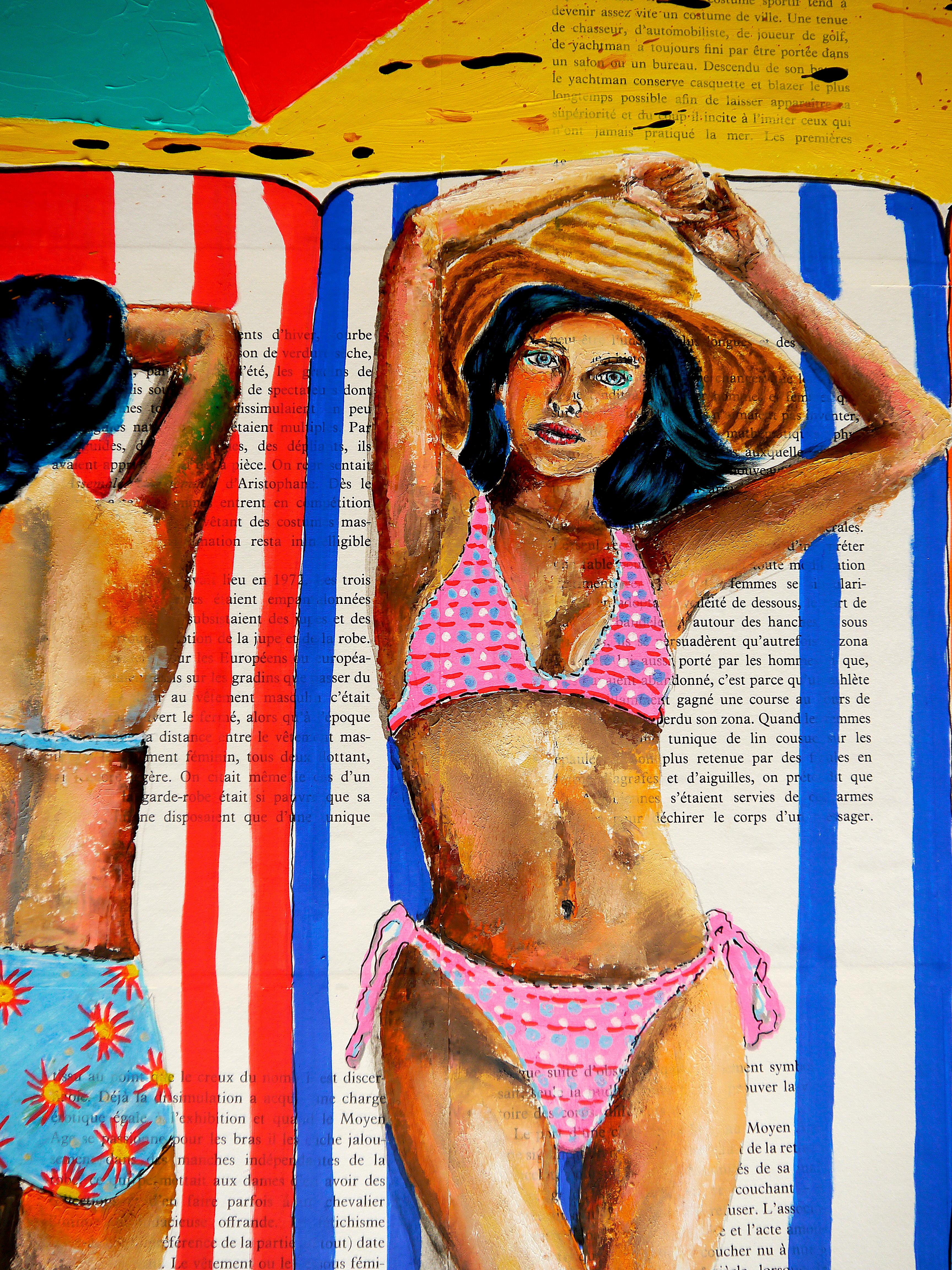 Porträt Sommer der Französischen Schule in La Baule 12 Sunny Indifference Impressionist XL (Tonalismus), Painting, von Bazevian DelaCapuciniere