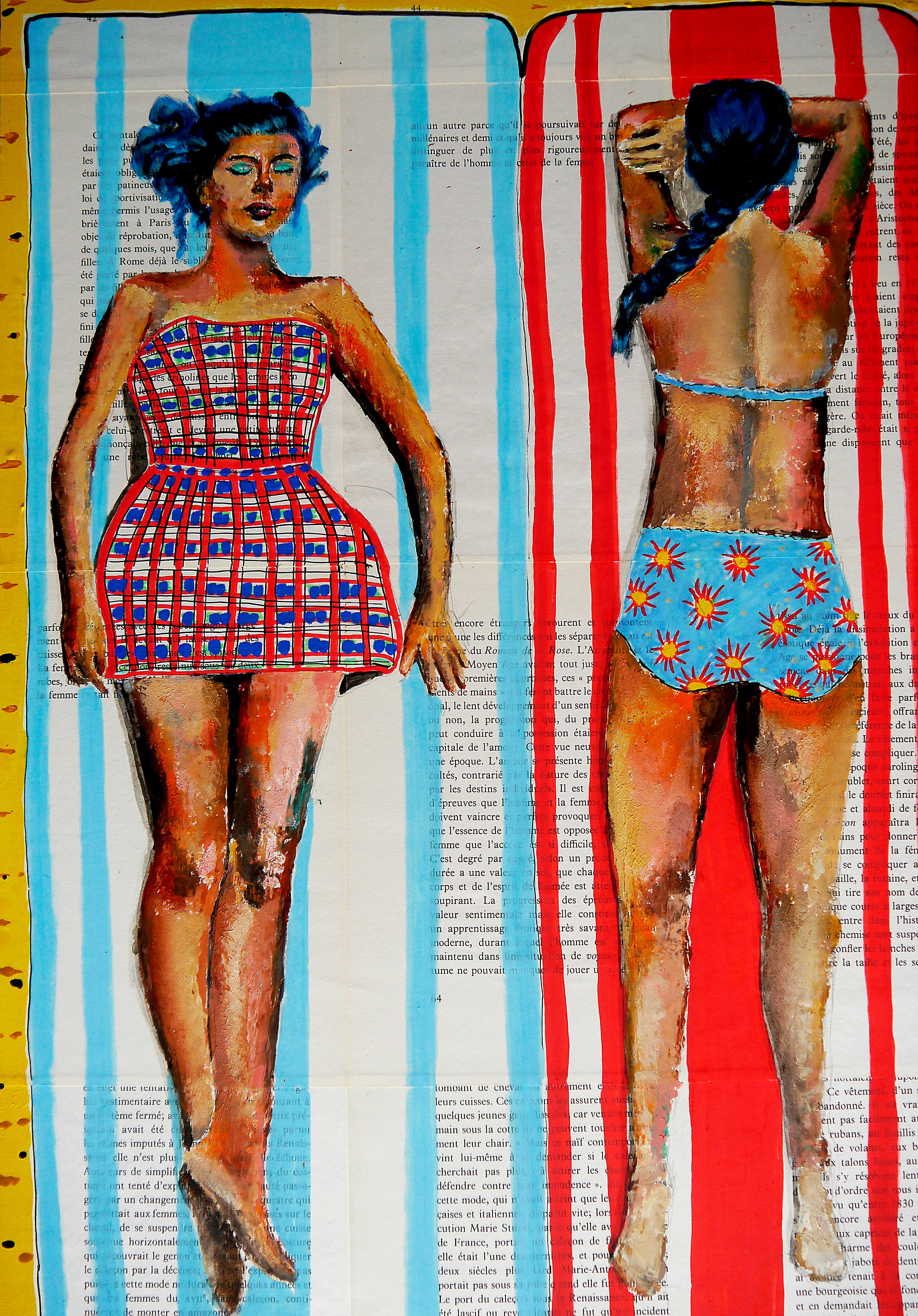 Summer in La Baule 12 - Sunny Indifference

 Scene: Women enjoying sunbathing in La Baule

⭐Figures⭐: Each of the four women is uniquely styled, showcasing a mix of retro and modern swimsuits. Their skin tones are rendered with warm, sun-kissed