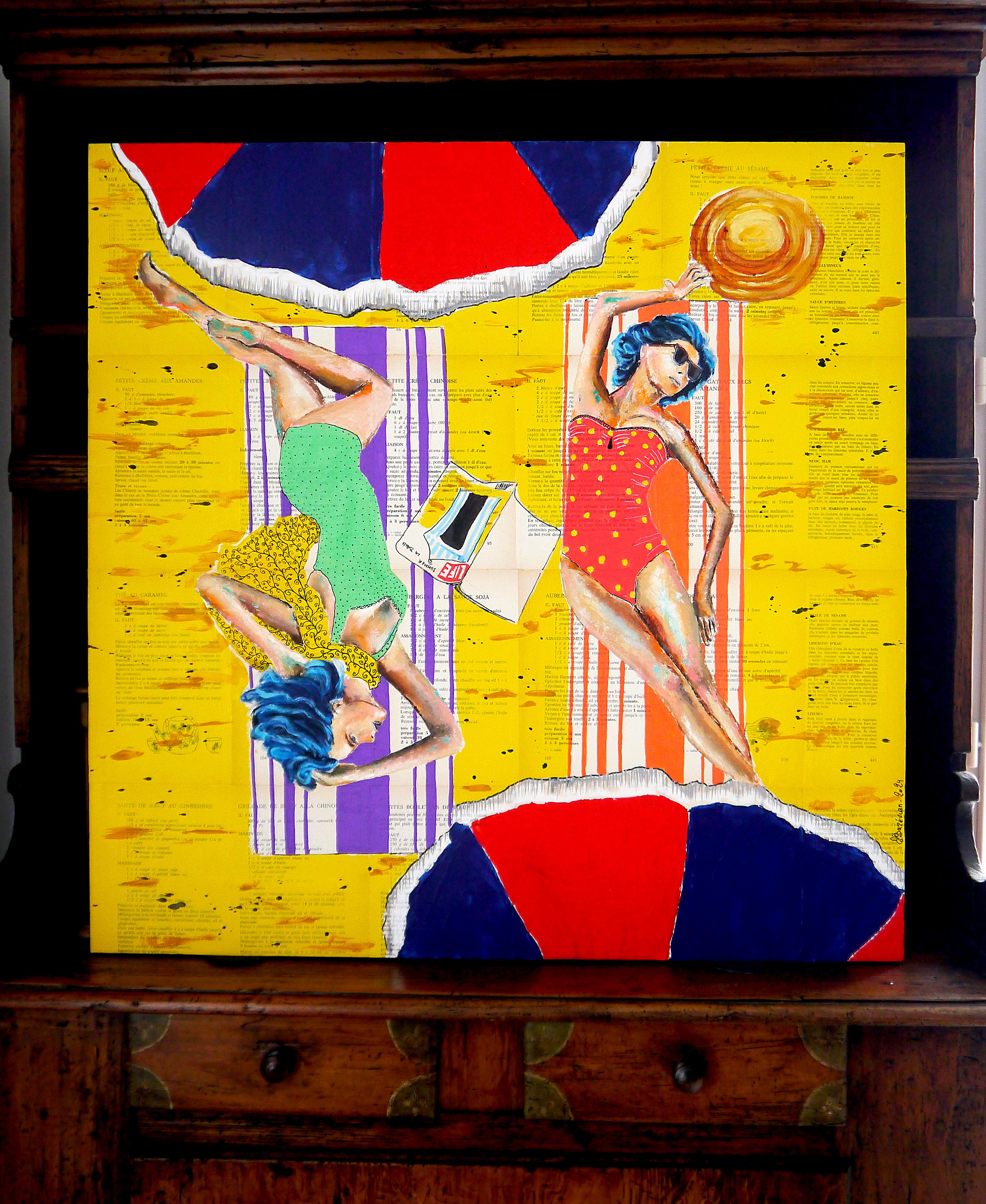 French School -Portrait Summer La Baule 10 Life Yin Yang XL Impressionist AUC - Painting by Bazevian DelaCapuciniere