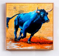 French School Raging Bull VI ♛ 1938  NSWE Oil Impressionist th century AUC