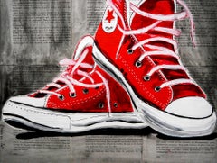 Scuola francese Scarpe Converse rosse Olio PRONTO DA APPENDERE Chut les Barbizons!