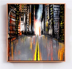 Scuola francese  Road Line III New York City olio Post Impressionista del XIII secolo AUC