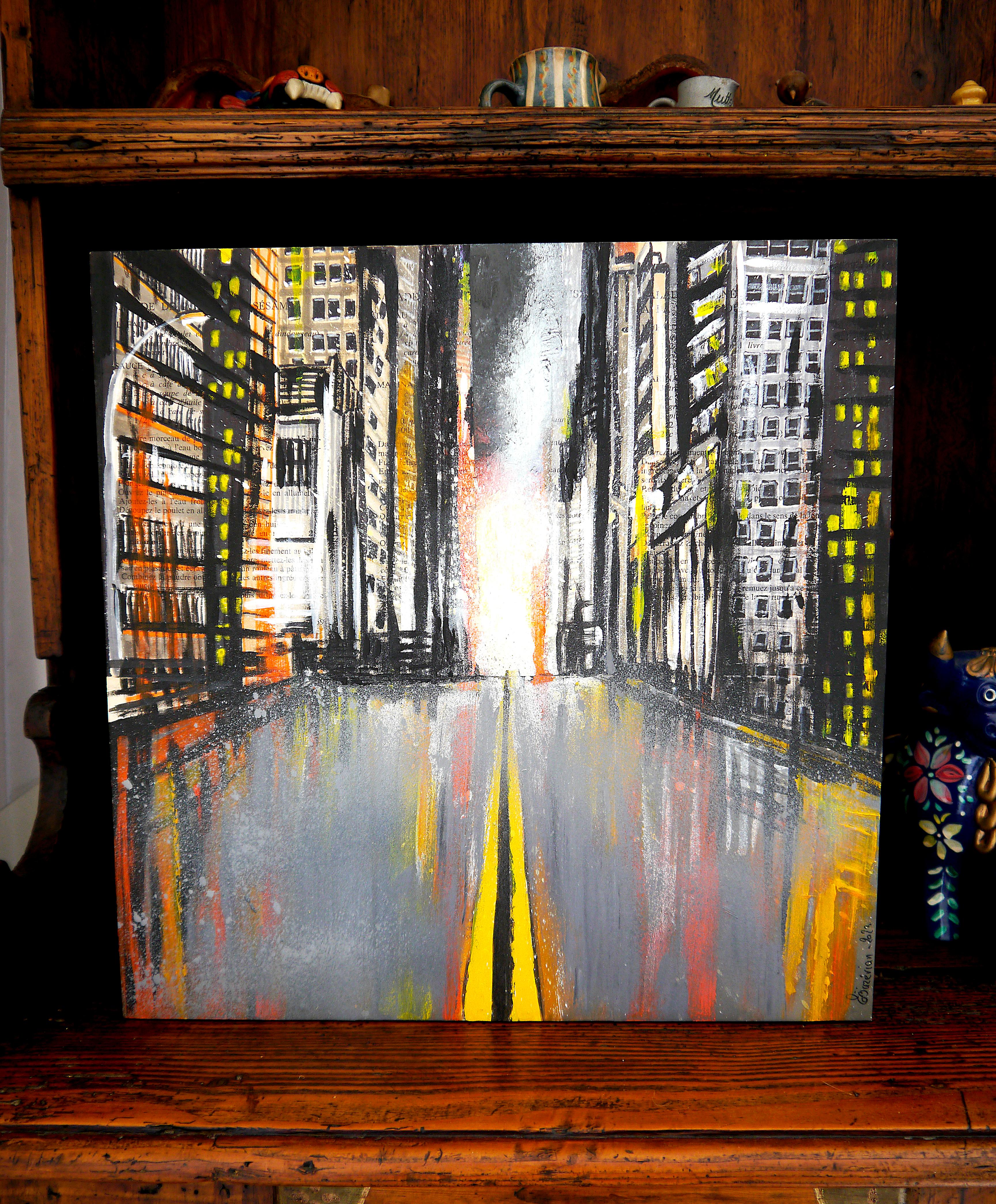 French School - Road Line III New York City oil Post Impressionist For Sale 3