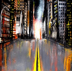 French School - Road Line III New York City oil Post Impressionist