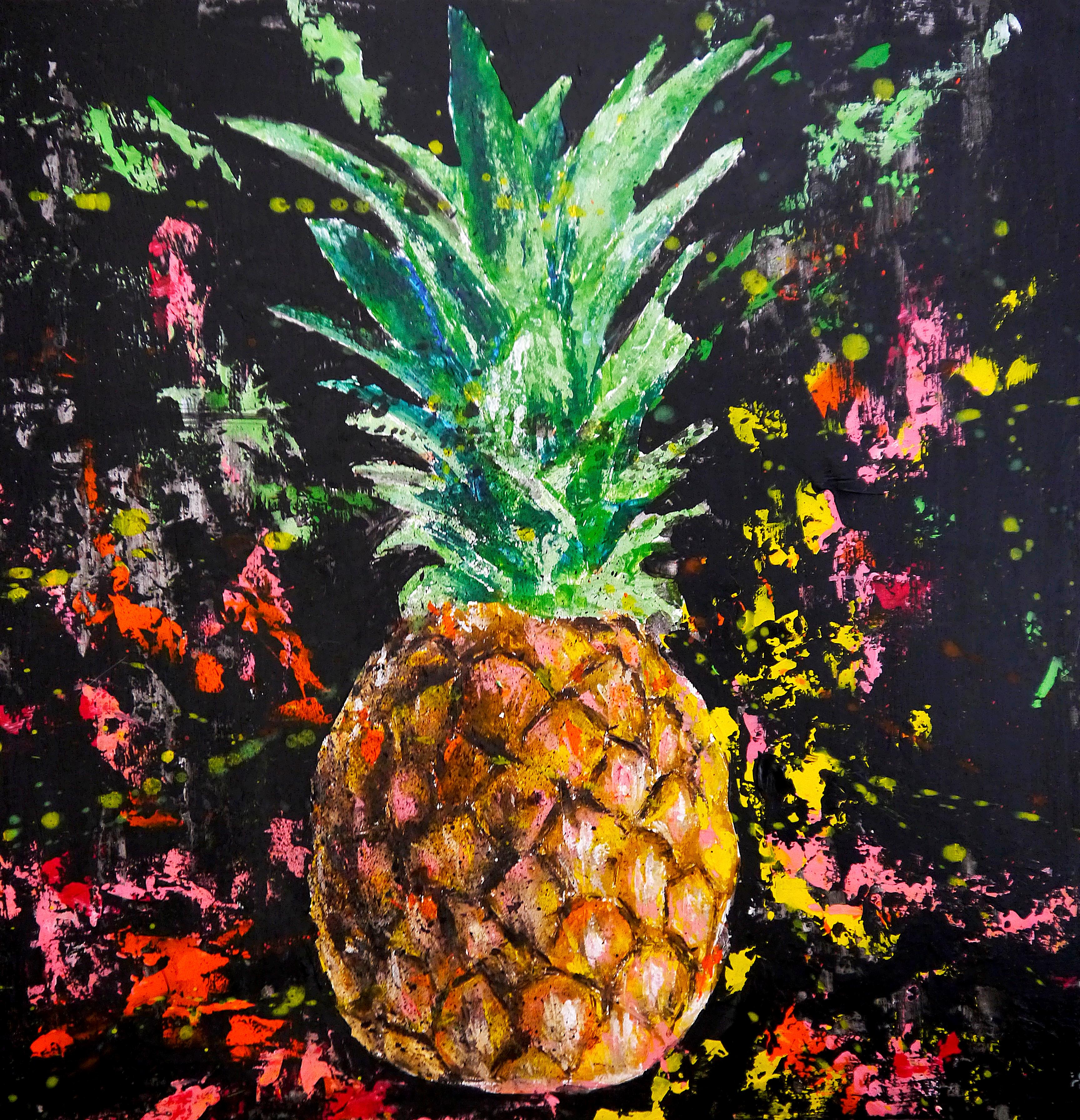 Bazevian DelaCapuciniere Figurative Painting – Französische Schule – Stillleben Ananas-Sternkriege – Impressionistischer Pop