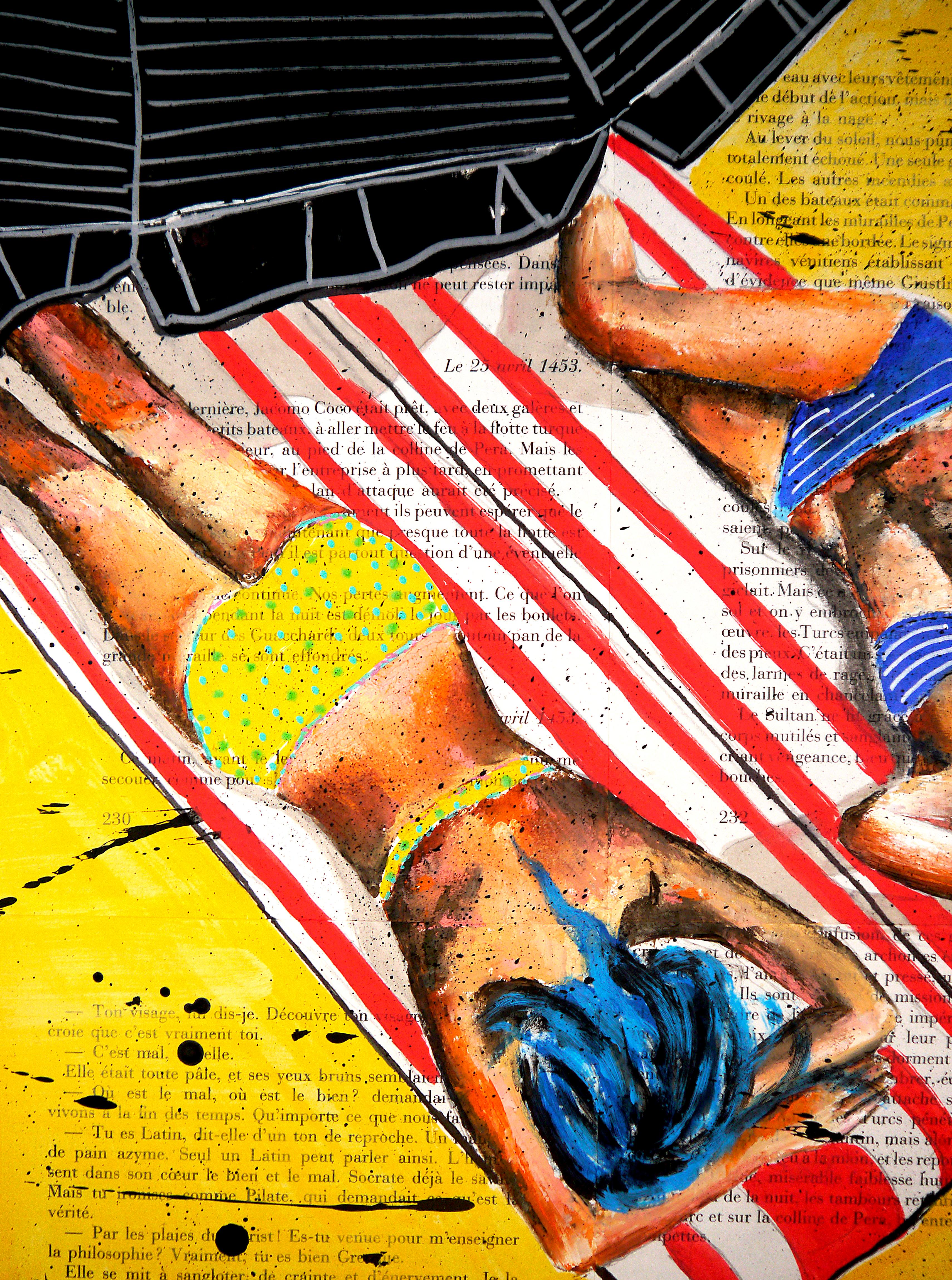 Escuela francesa Verano en La Baule6 Pintura al óleo Siglo XX Impresionista Original en venta 2