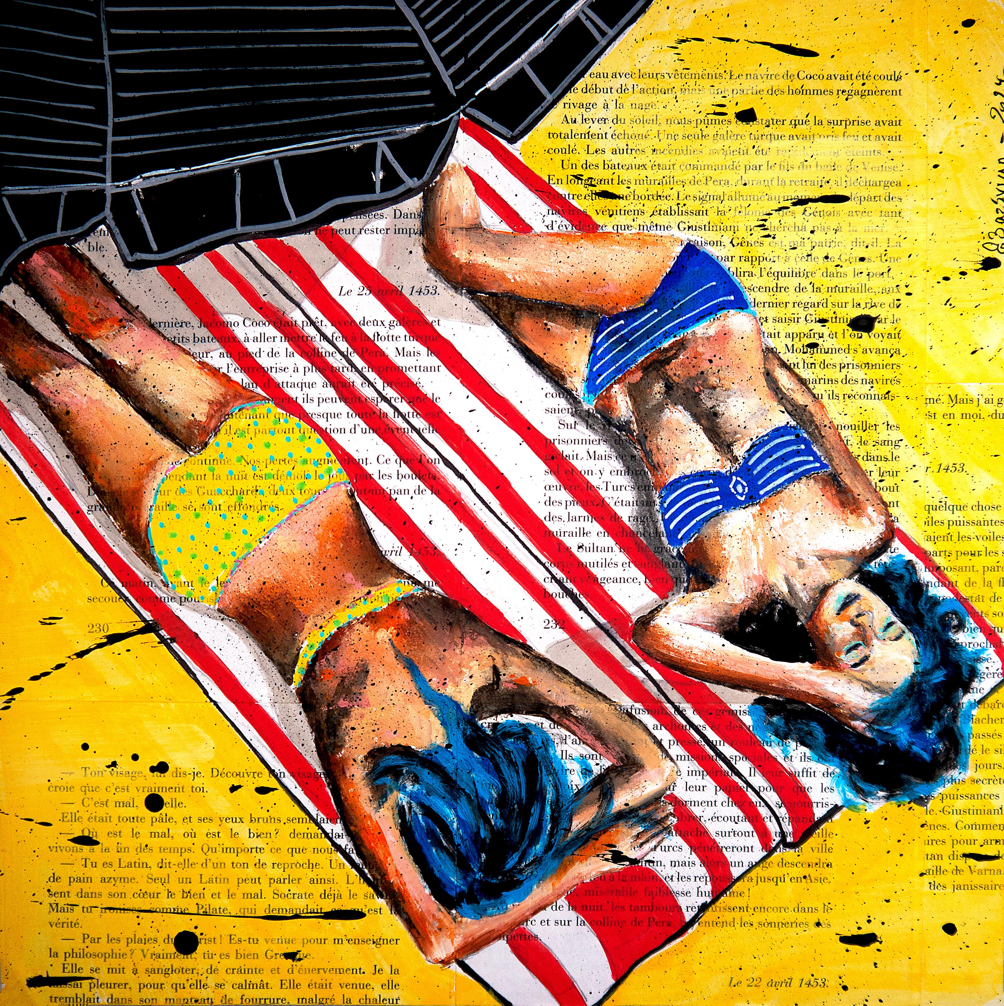 Figurative Painting de Bazevian DelaCapuciniere - Escuela francesa Verano en La Baule6 Pintura al óleo Siglo XX Impresionista Original