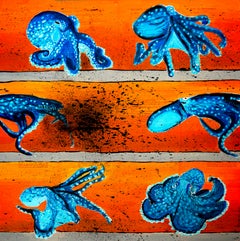 Französische Schule – Octopus-Läufer (Groß) NSWE – Öl-Postimpressionist
