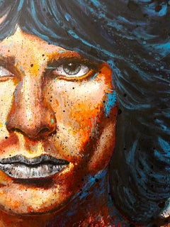 French School - Portrait Jim Morrison The End Pop - XL Oil Painting 21th Iconic
