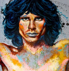 French School - Portrait Jim Morrison The End Pop - XL Oil Painting 21th Iconic
