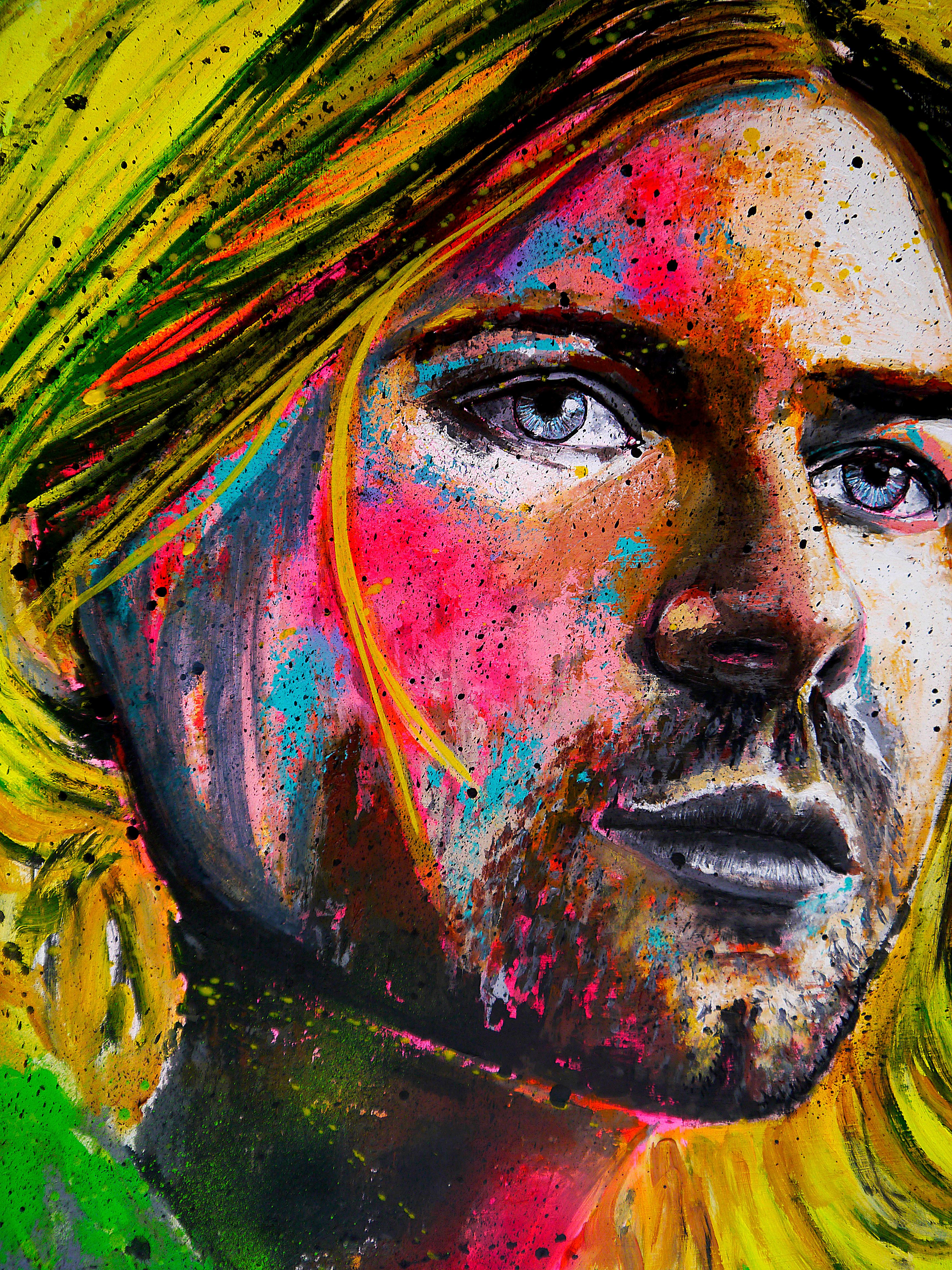 Portrait Kurt Cobain - Nirvana - Grunge

Fluo iconic portrait of Kurt Cobain.

Technique: Acrylics, oil painting, China ink on canvas 80x80cm / 31,5x31,5inch

》》R E A D Y -- T O -- H A N G《《

❶ → Original signed work. Certificate of authenticity
