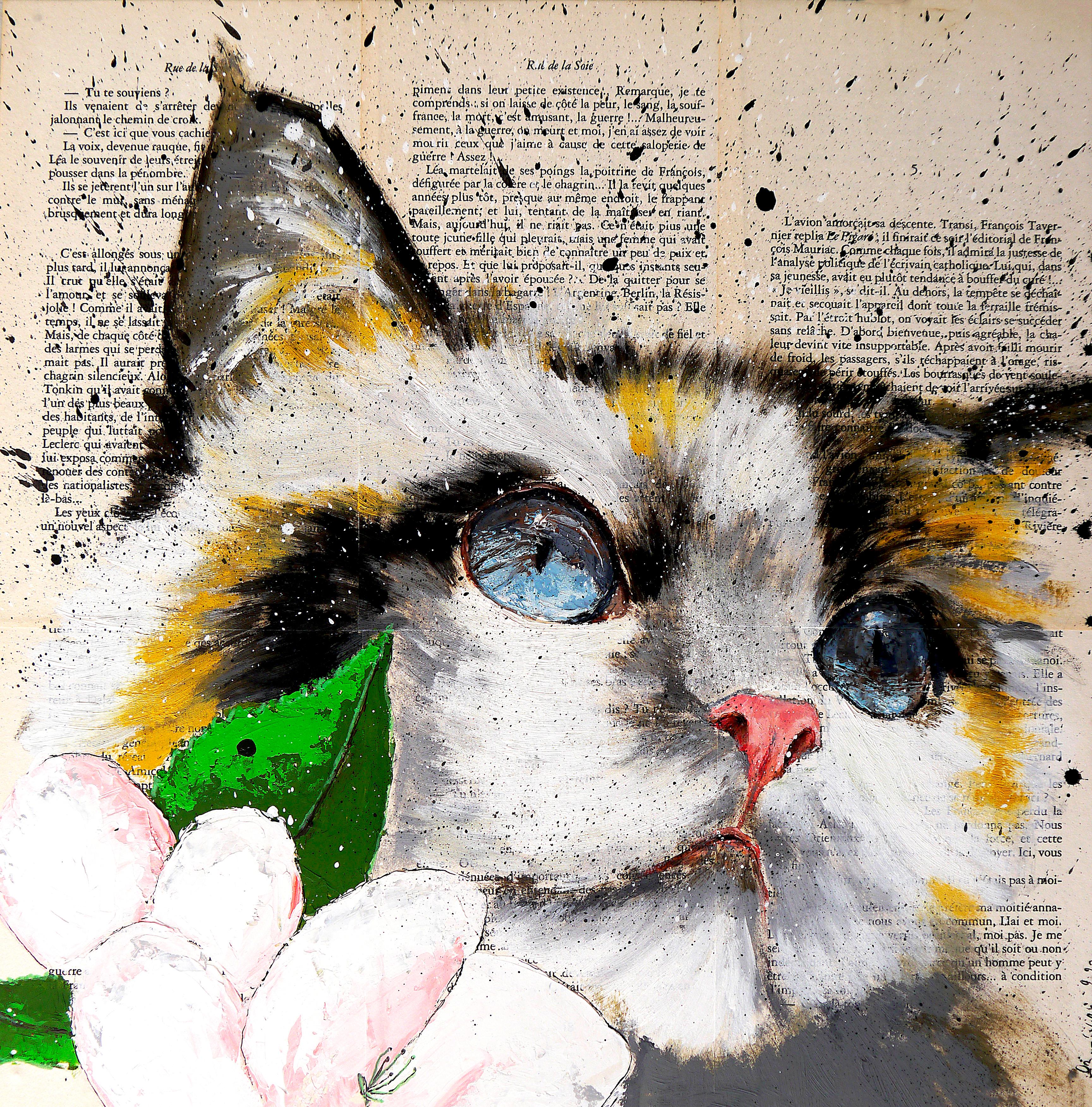 Bazevian DelaCapuciniere Animal Painting - Portrait Little Sunshine Diagnosis - Cat