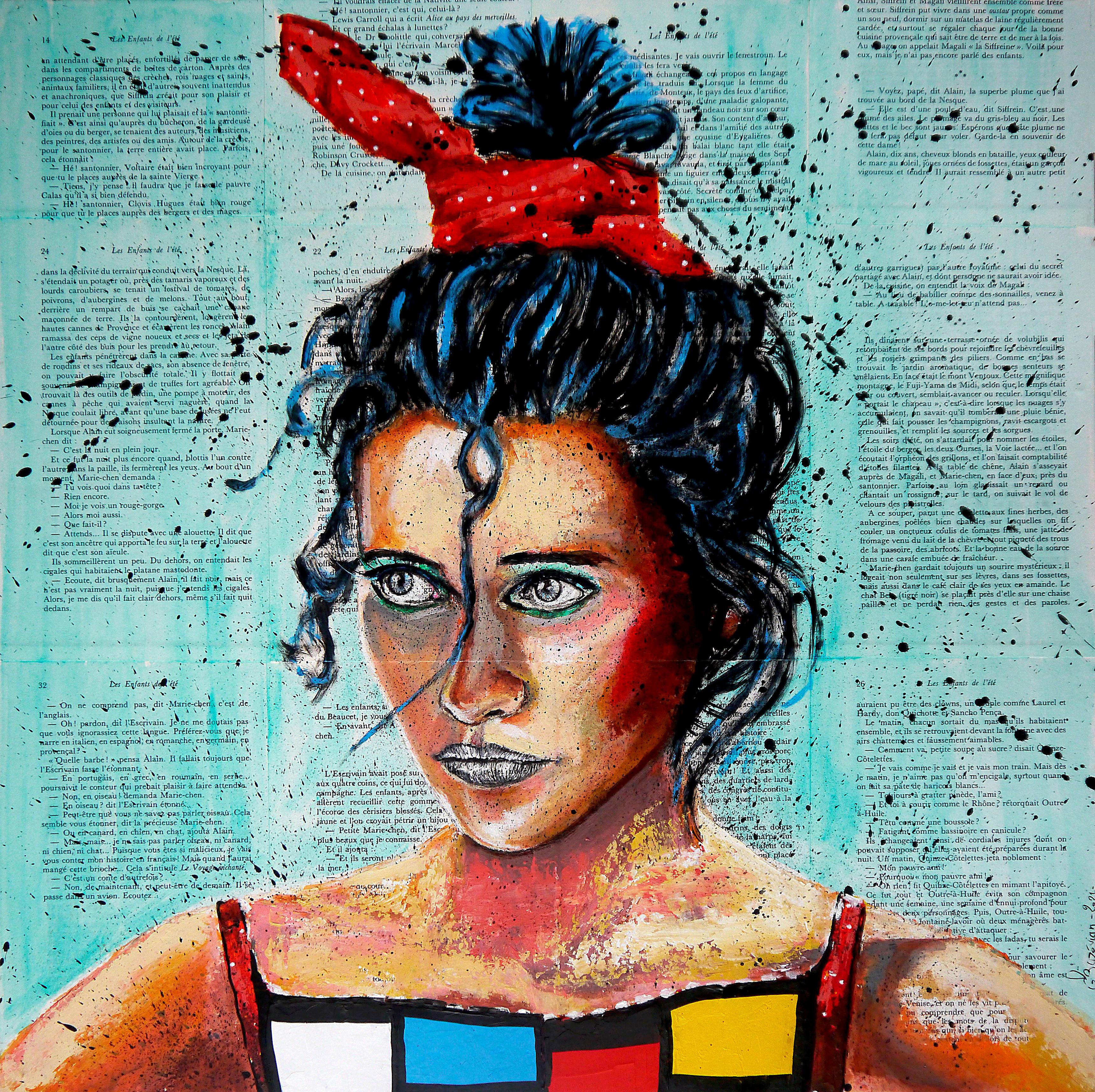 Bazevian DelaCapuciniere Figurative Painting - Portrait PS 194 So What, Mondrian (large) - French Oil Painting 21th